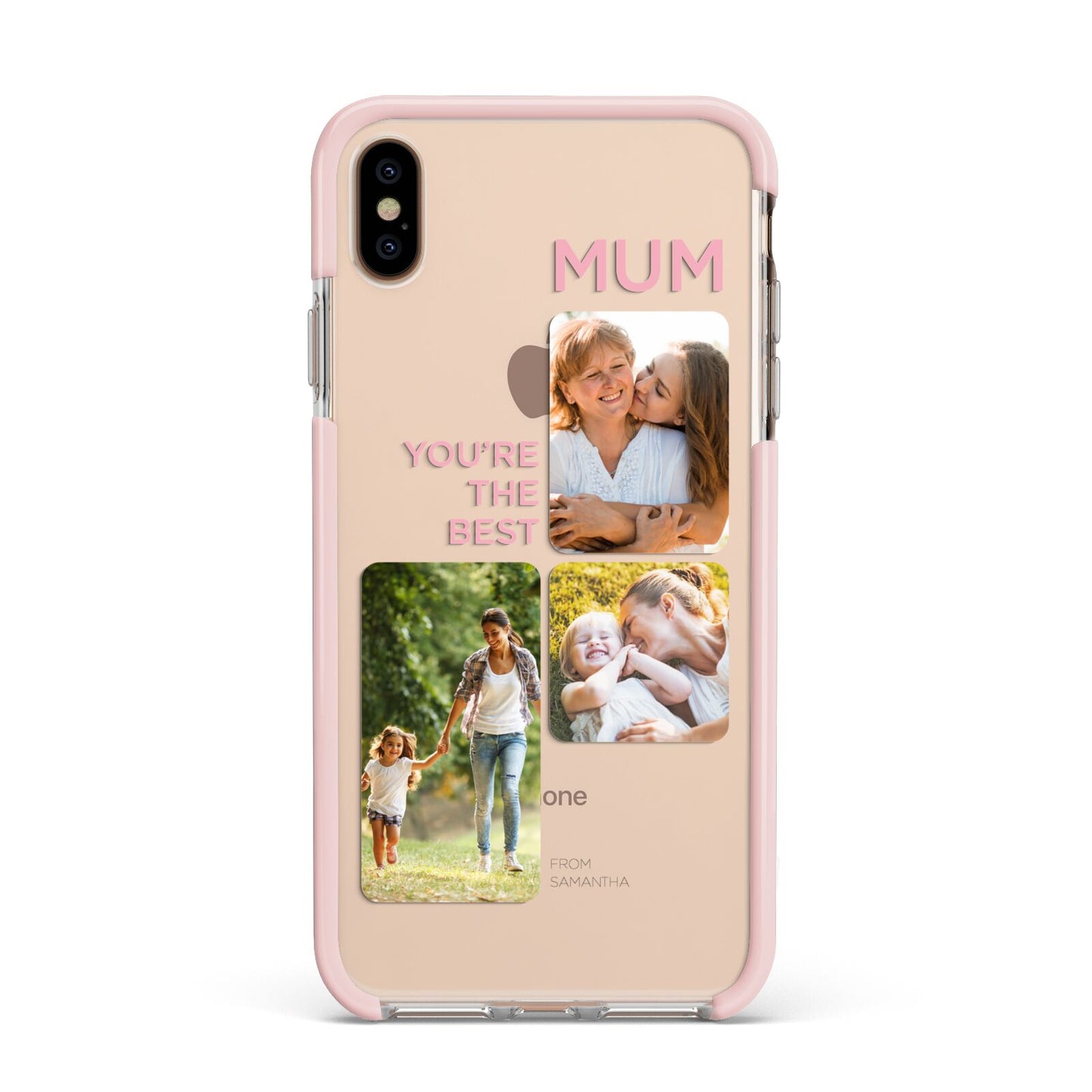 Personalised Mothers Day Apple iPhone Xs Max Impact Case Pink Edge on Gold Phone