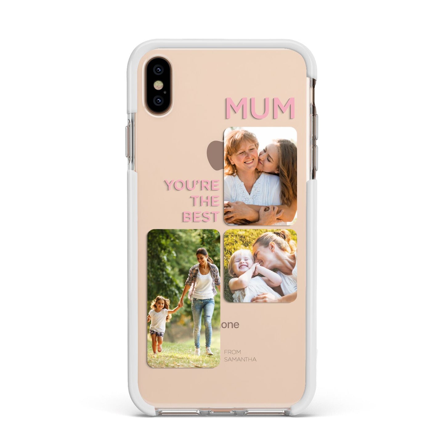 Personalised Mothers Day Apple iPhone Xs Max Impact Case White Edge on Gold Phone