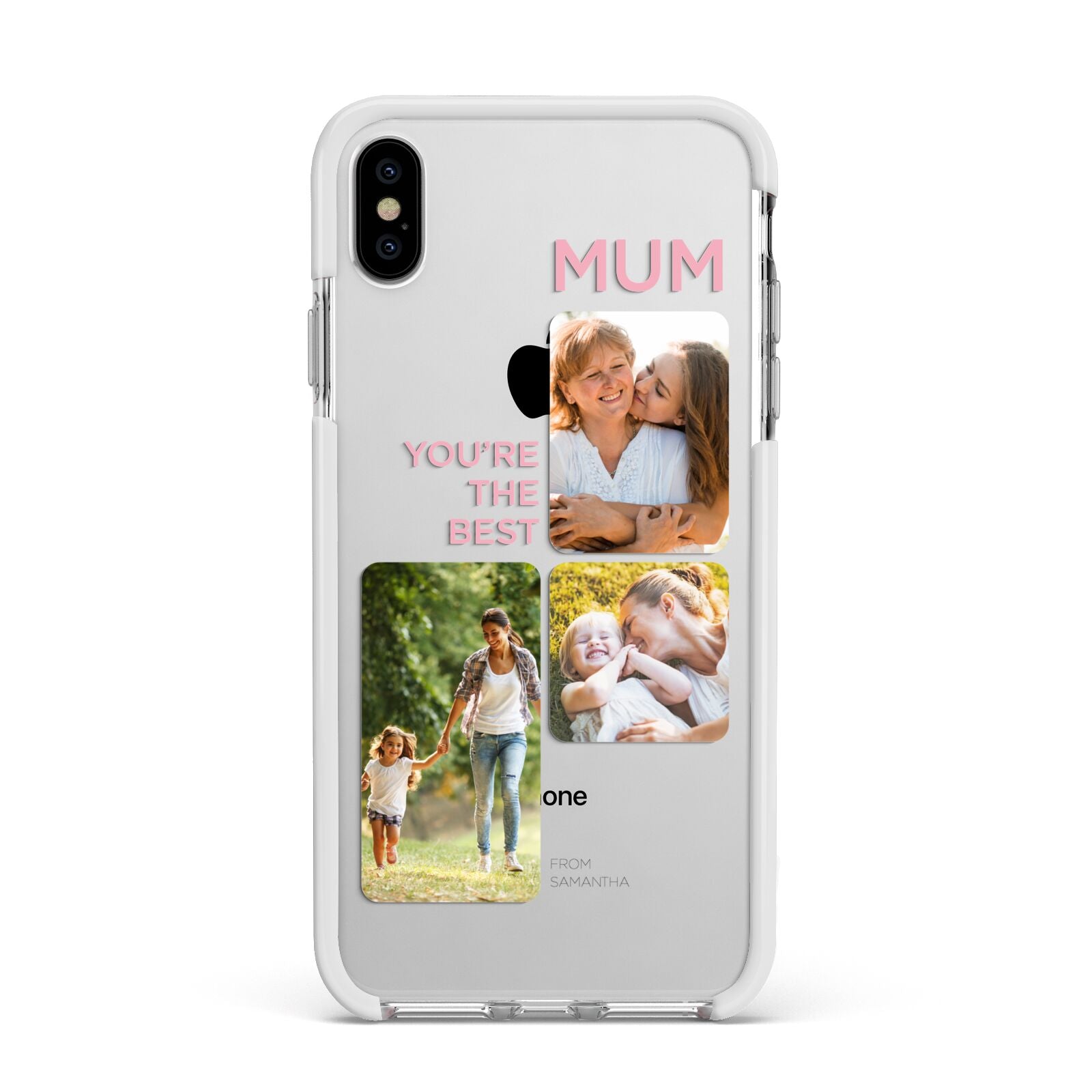 Personalised Mothers Day Apple iPhone Xs Max Impact Case White Edge on Silver Phone