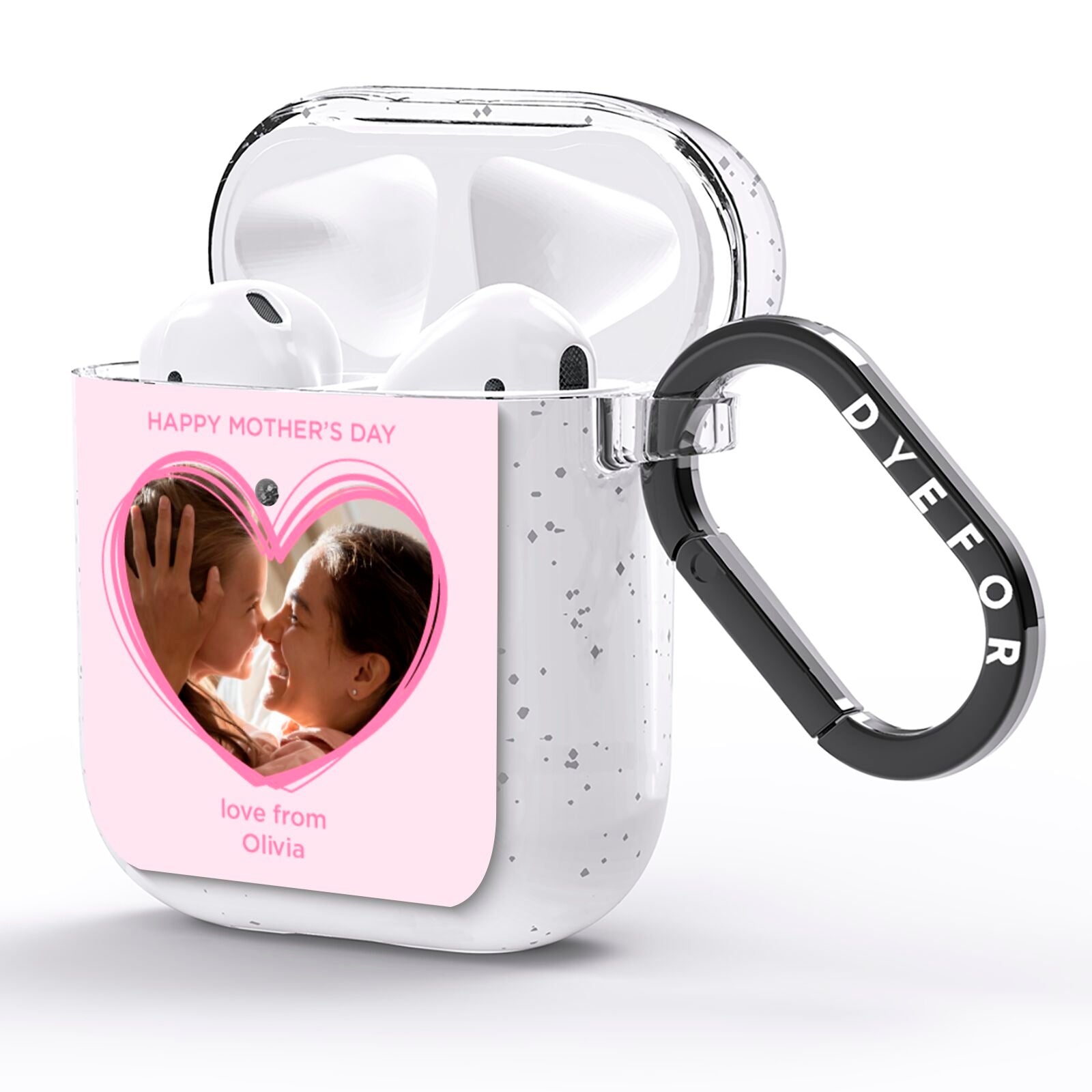 Personalised Mothers Day Photo Name AirPods Glitter Case Side Image