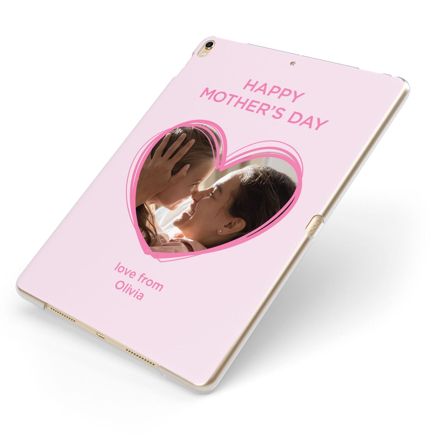 Personalised Mothers Day Photo Name Apple iPad Case on Gold iPad Side View