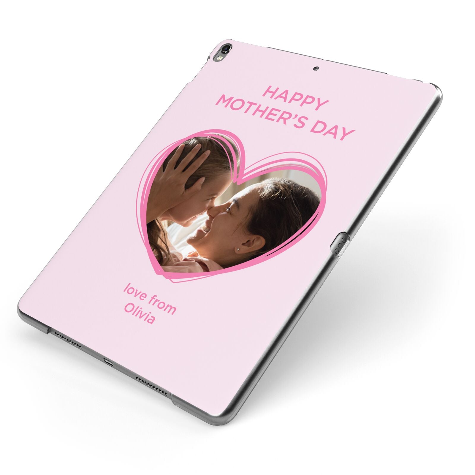 Personalised Mothers Day Photo Name Apple iPad Case on Grey iPad Side View