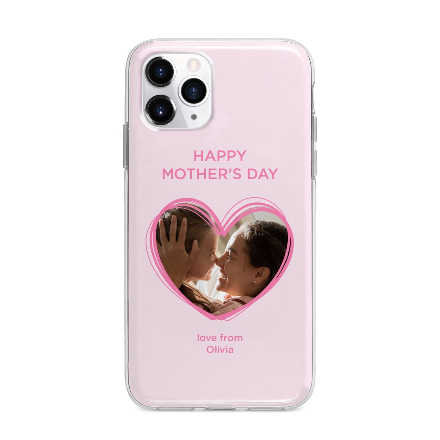 Personalised Mothers Day Photo Name Apple iPhone 11 Pro Max in Silver with Bumper Case