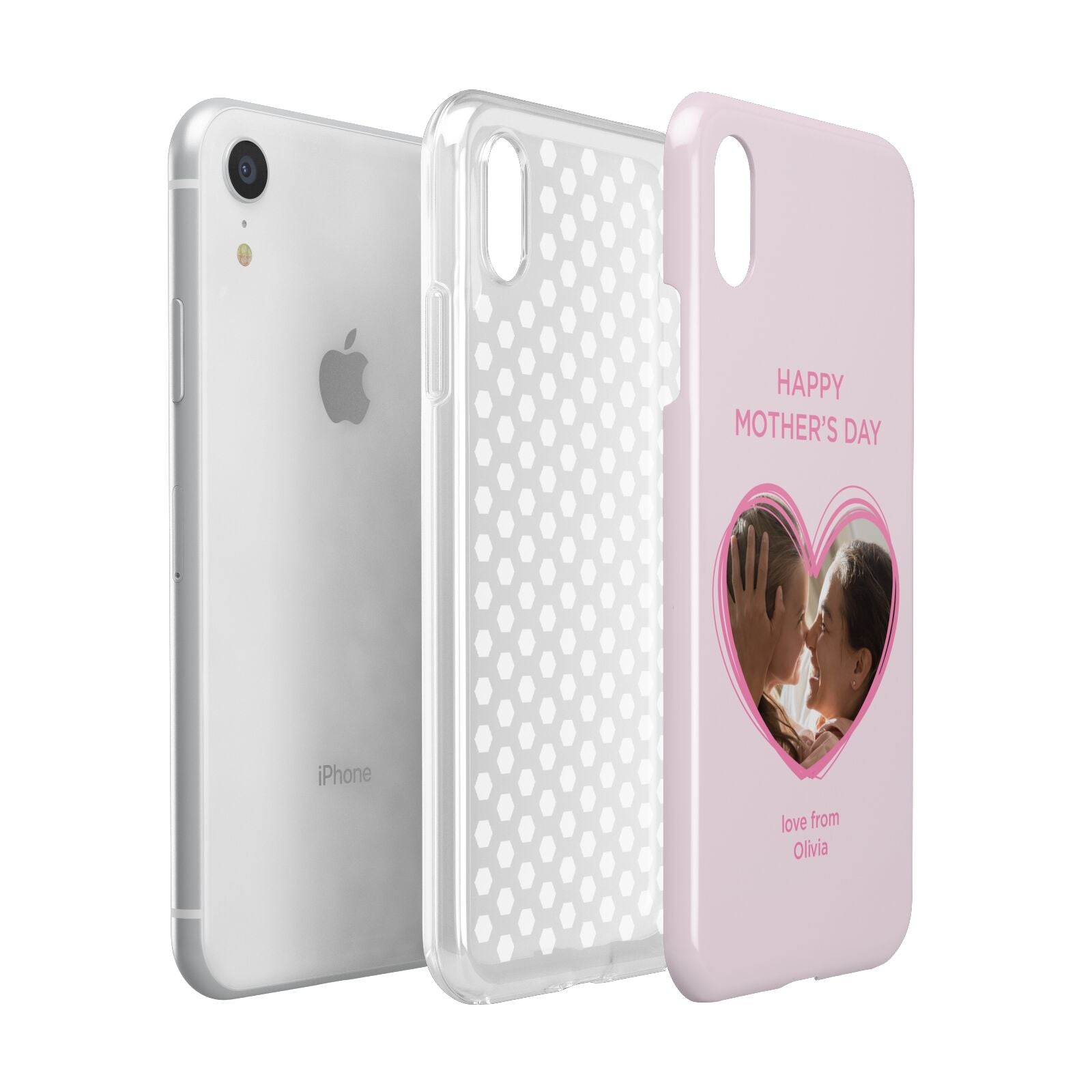 Personalised Mothers Day Photo Name Apple iPhone XR White 3D Tough Case Expanded view