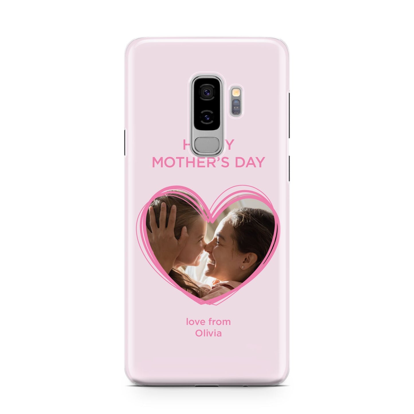 Personalised Mothers Day Photo Name Samsung Galaxy S9 Plus Case on Silver phone