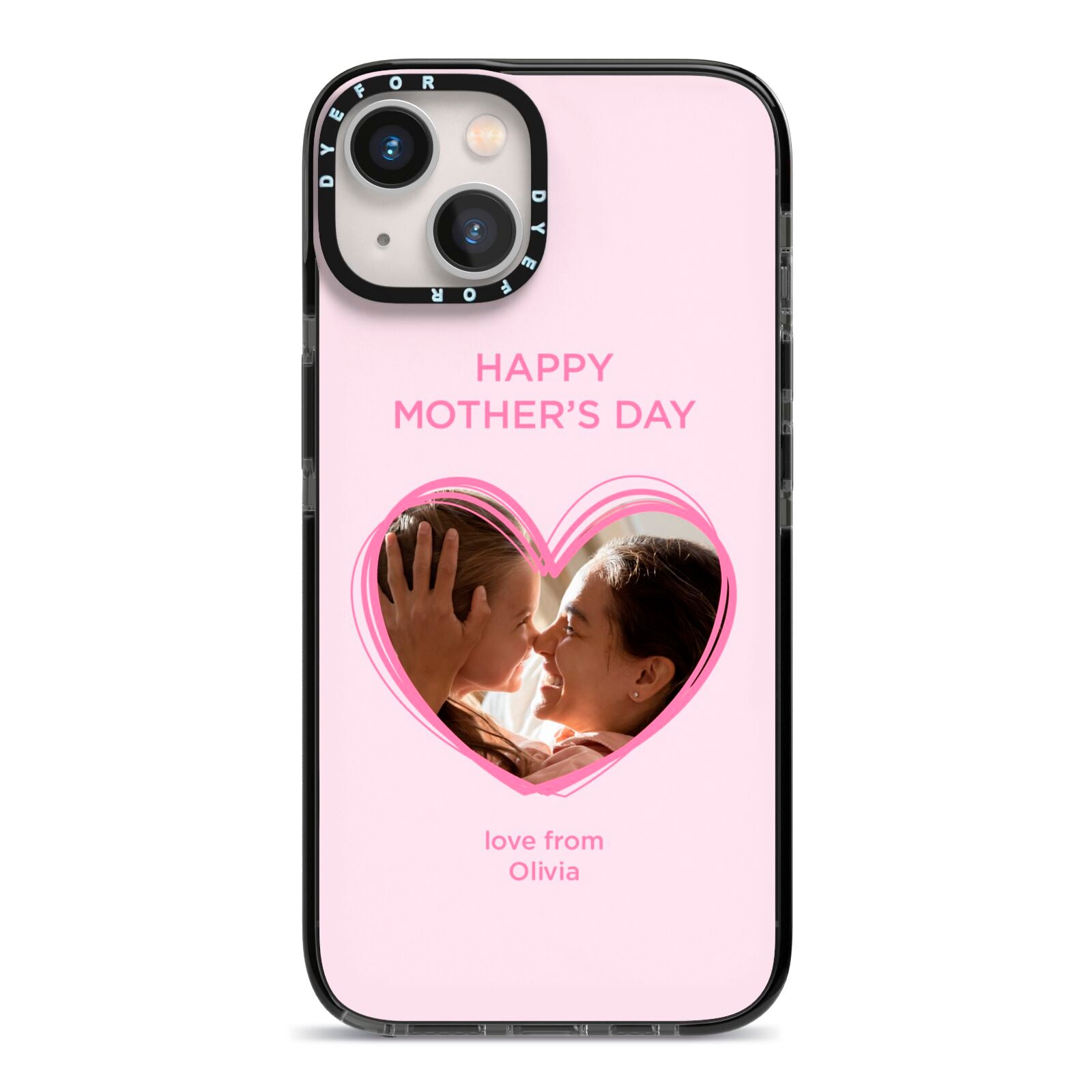 Personalised Mothers Day Photo Name iPhone 13 Black Impact Case on Silver phone