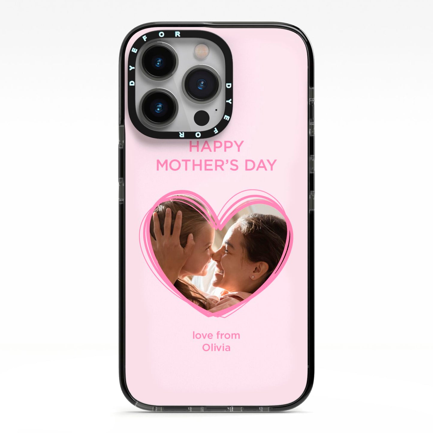 Personalised Mothers Day Photo Name iPhone 13 Pro Black Impact Case on Silver phone