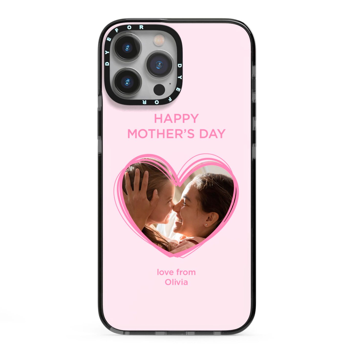 Personalised Mothers Day Photo Name iPhone 13 Pro Max Black Impact Case on Silver phone