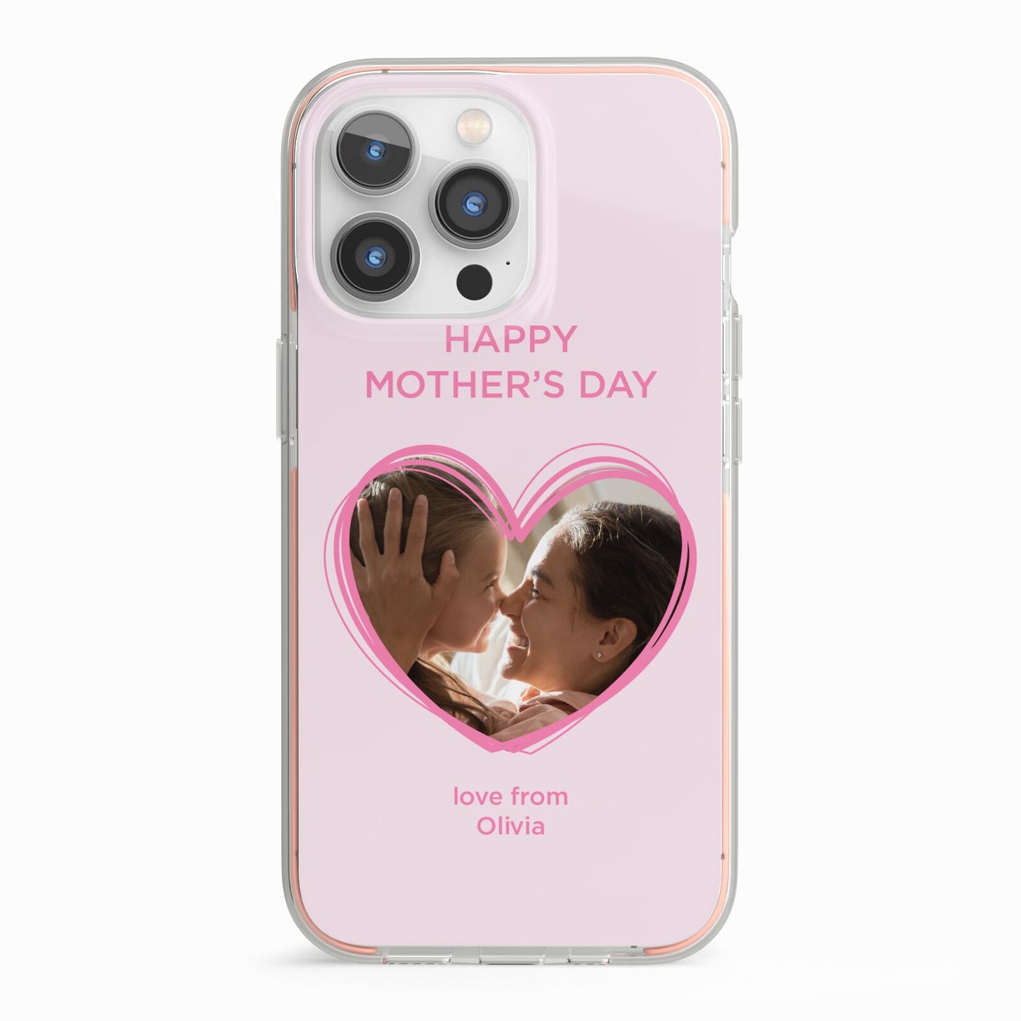 Personalised Mothers Day Photo Name iPhone 13 Pro TPU Impact Case with Pink Edges