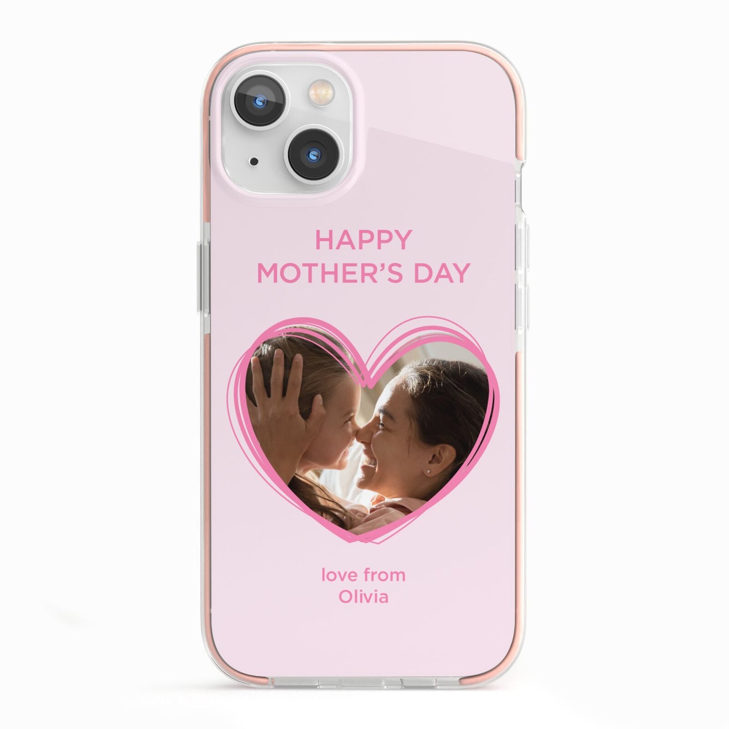 Personalised Mothers Day Photo Name iPhone 13 TPU Impact Case with Pink Edges