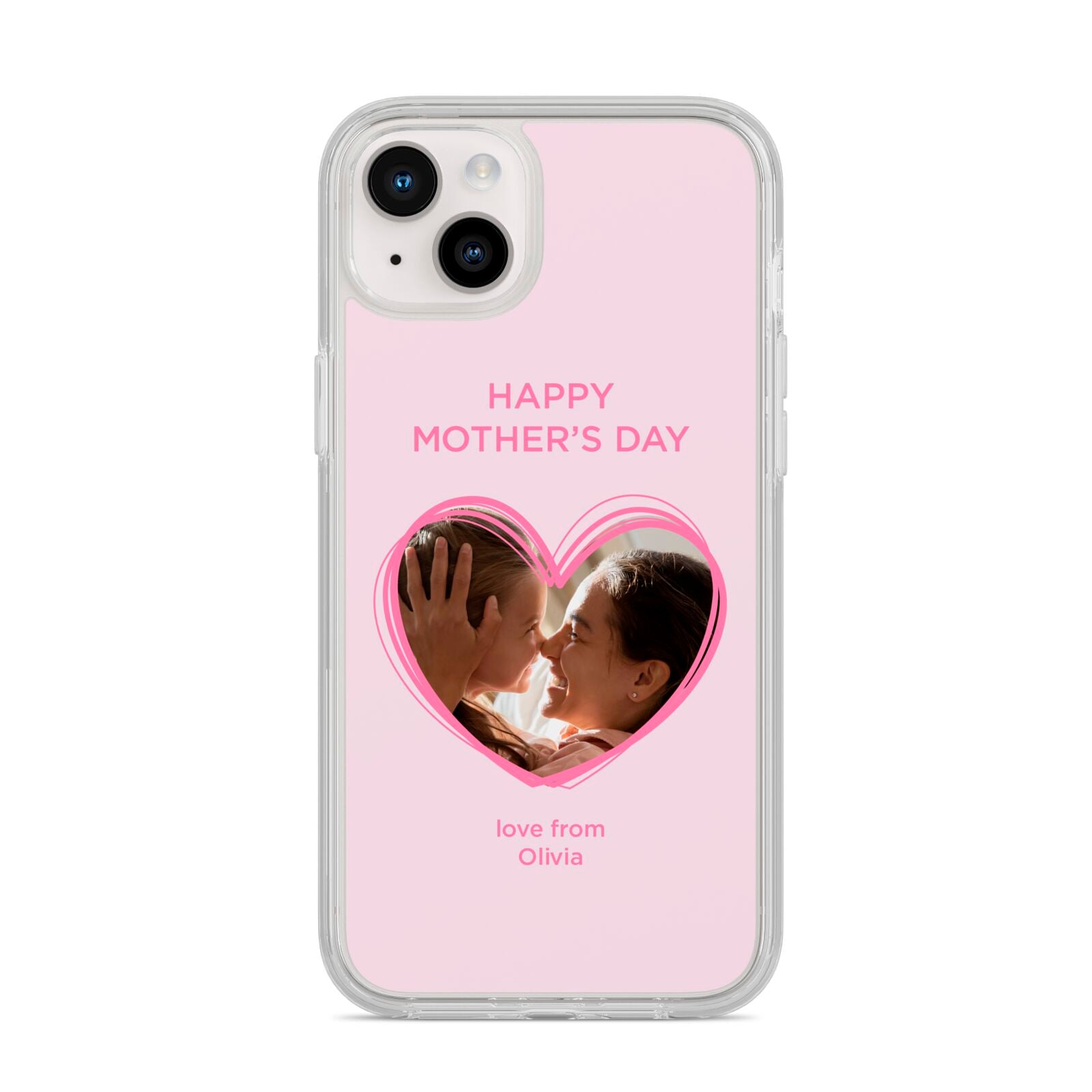 Personalised Mothers Day Photo Name iPhone 14 Plus Clear Tough Case Starlight