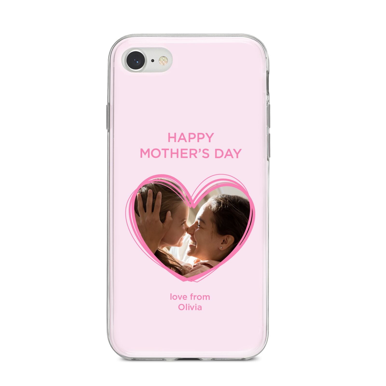 Personalised Mothers Day Photo Name iPhone 8 Bumper Case on Silver iPhone