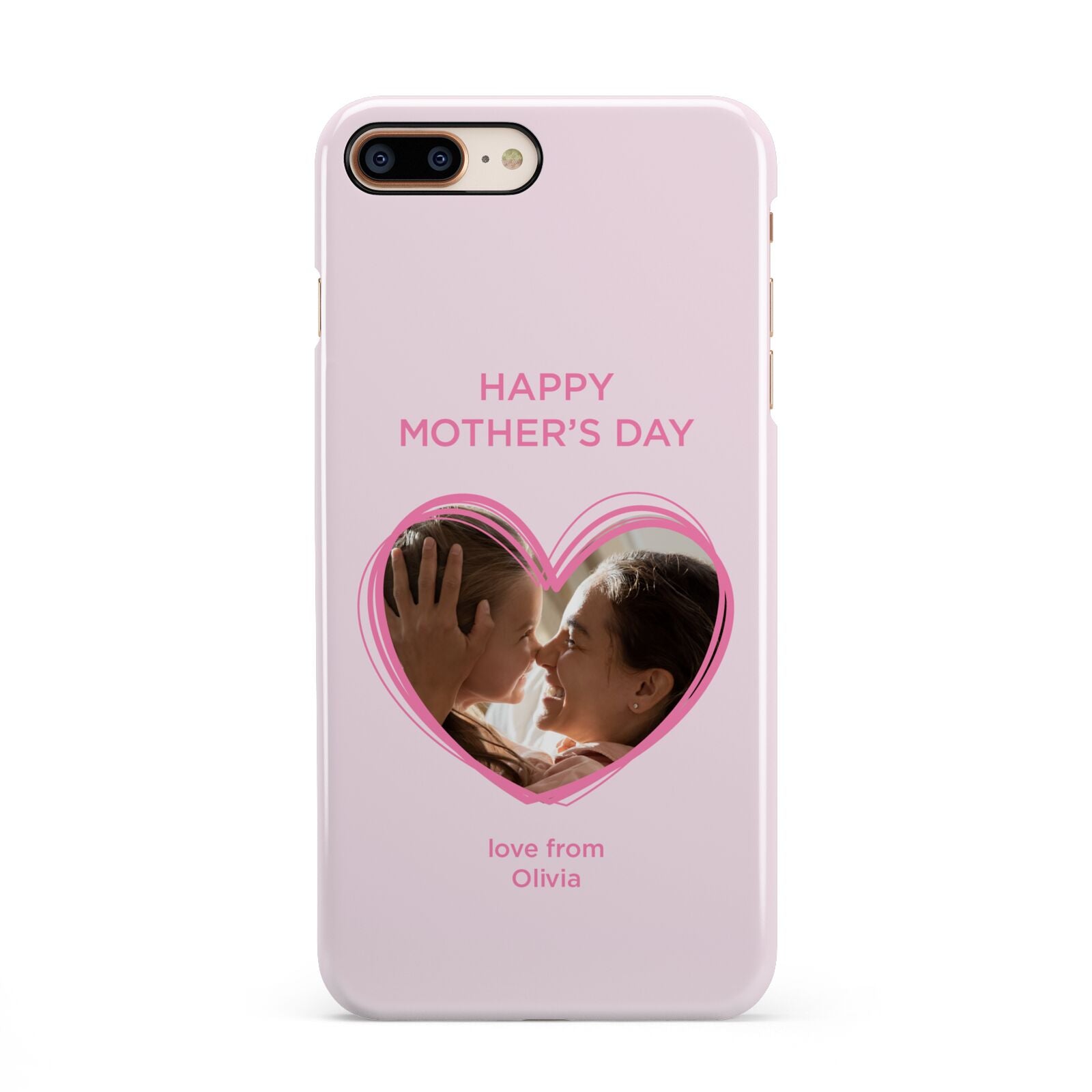 Personalised Mothers Day Photo Name iPhone 8 Plus 3D Snap Case on Gold Phone