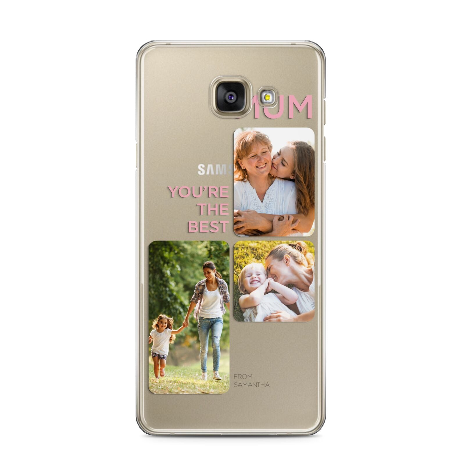 Personalised Mothers Day Samsung Galaxy A3 2016 Case on gold phone