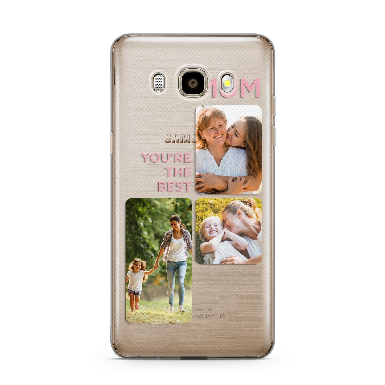 Personalised Mothers Day Samsung Galaxy J7 2016 Case on gold phone