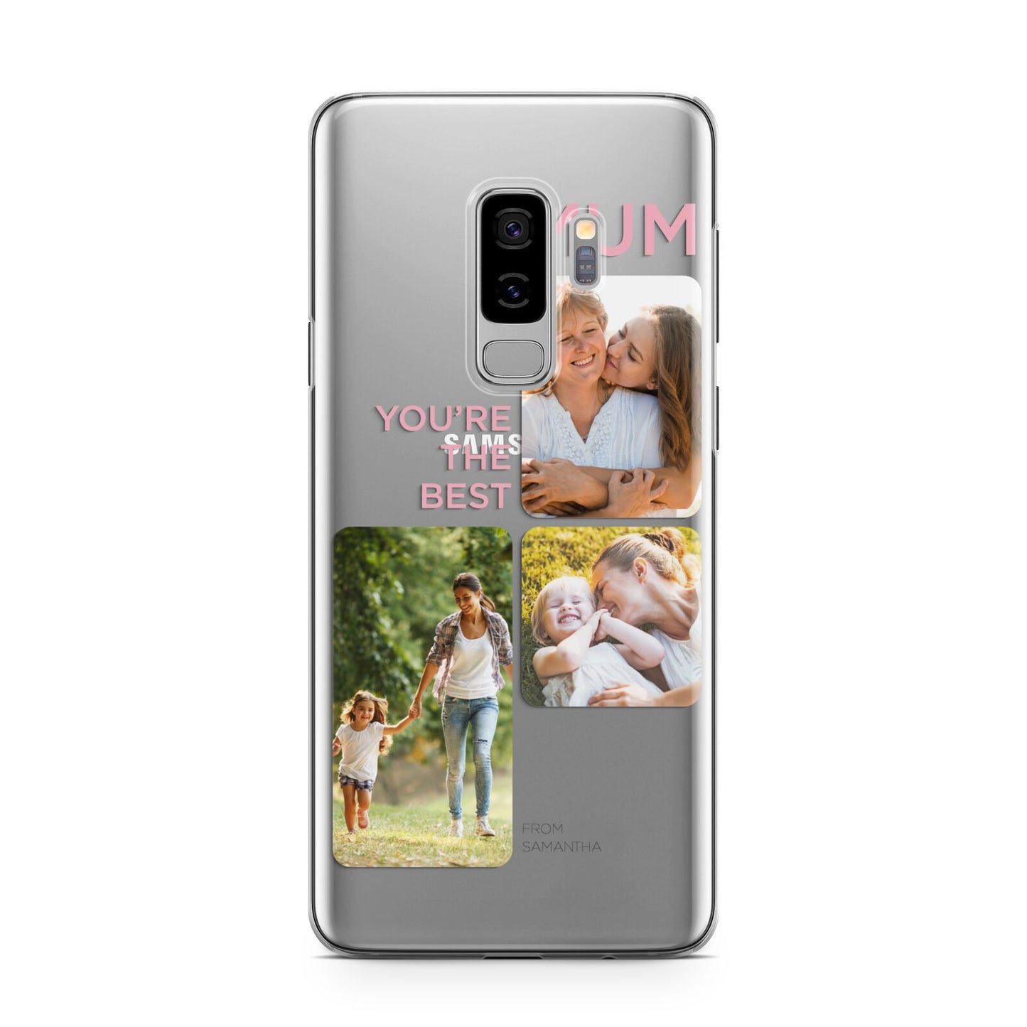 Personalised Mothers Day Samsung Galaxy S9 Plus Case on Silver phone