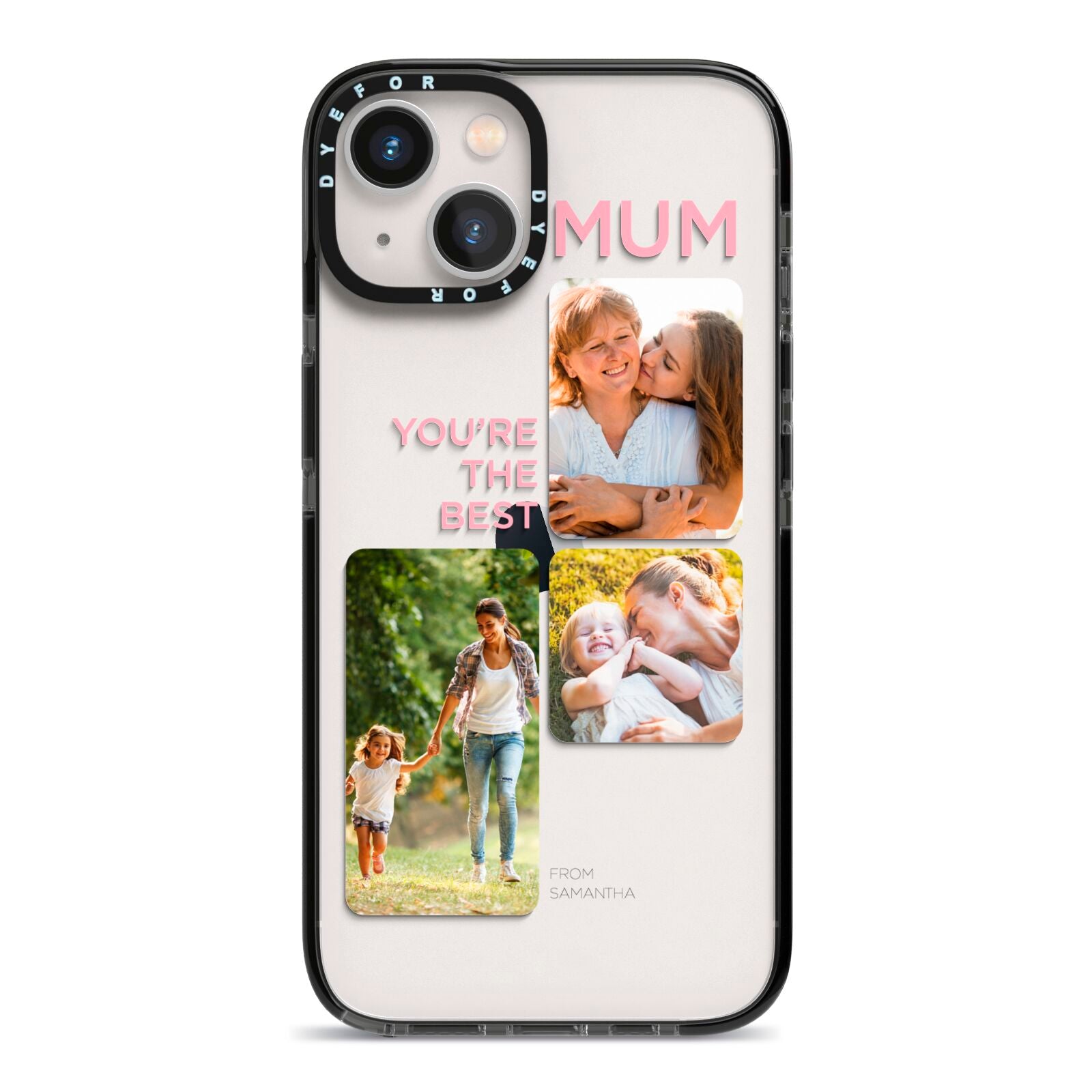 Personalised Mothers Day iPhone 13 Black Impact Case on Silver phone