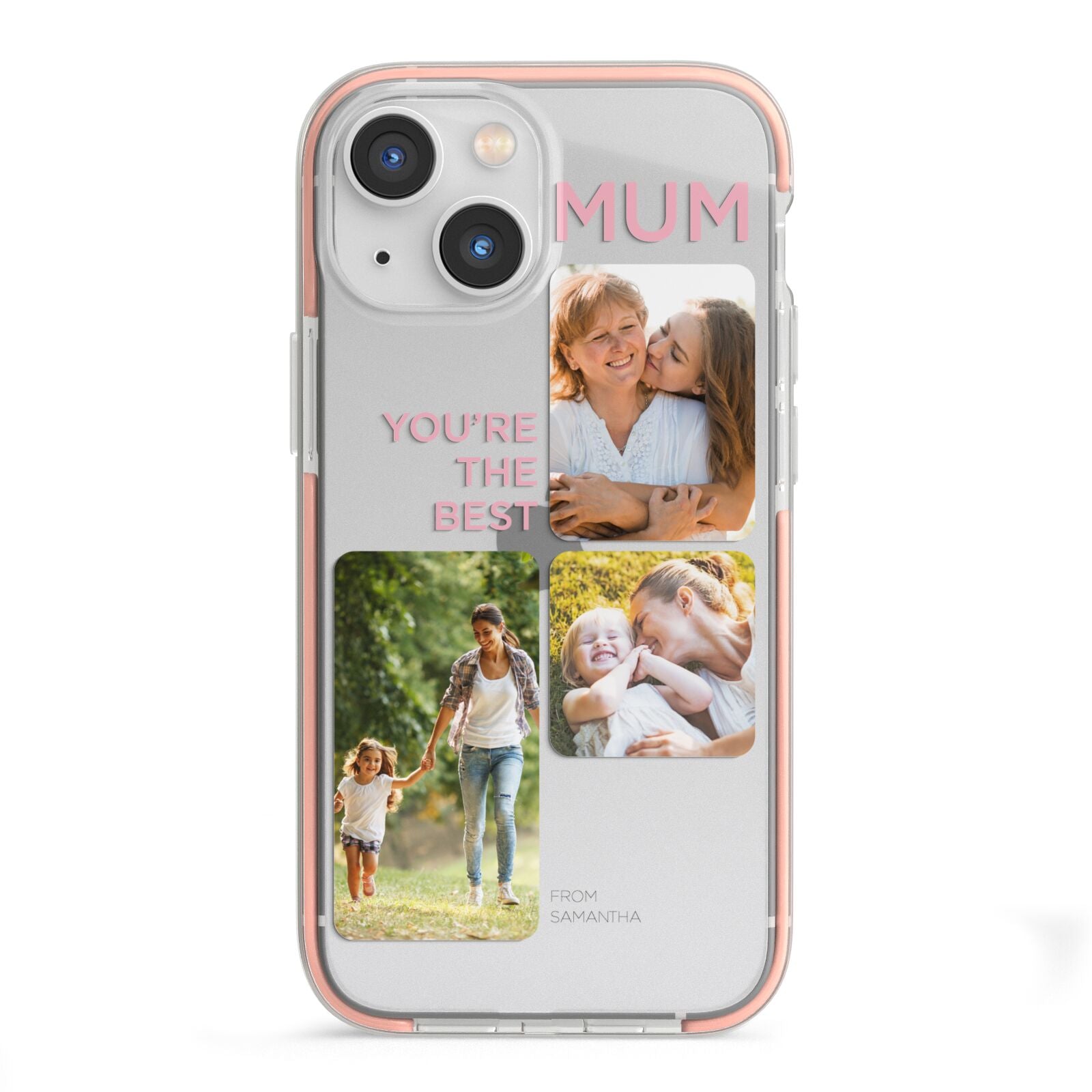 Personalised Mothers Day iPhone 13 Mini TPU Impact Case with Pink Edges