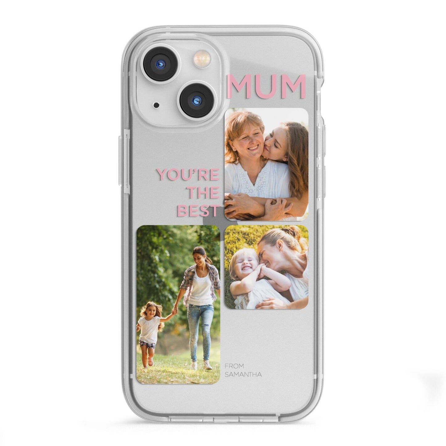 Personalised Mothers Day iPhone 13 Mini TPU Impact Case with White Edges