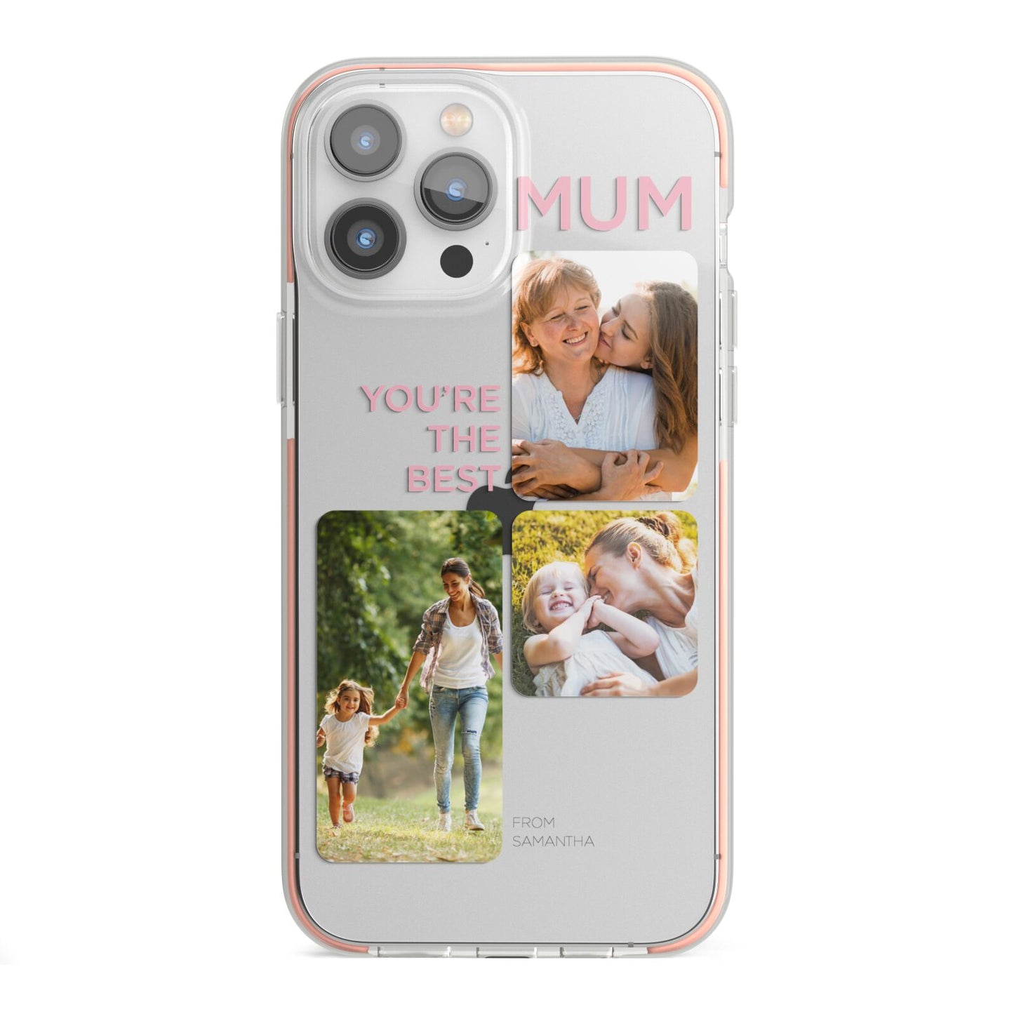 Personalised Mothers Day iPhone 13 Pro Max TPU Impact Case with Pink Edges