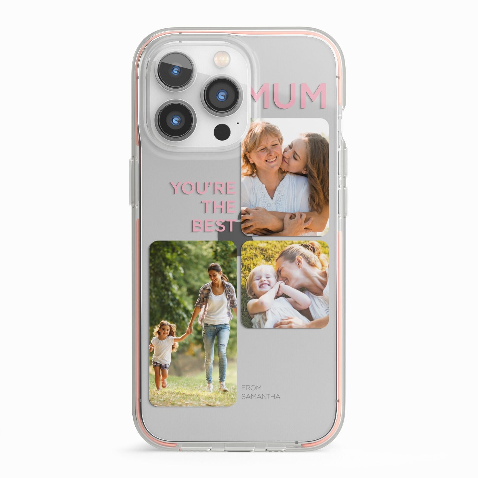 Personalised Mothers Day iPhone 13 Pro TPU Impact Case with Pink Edges