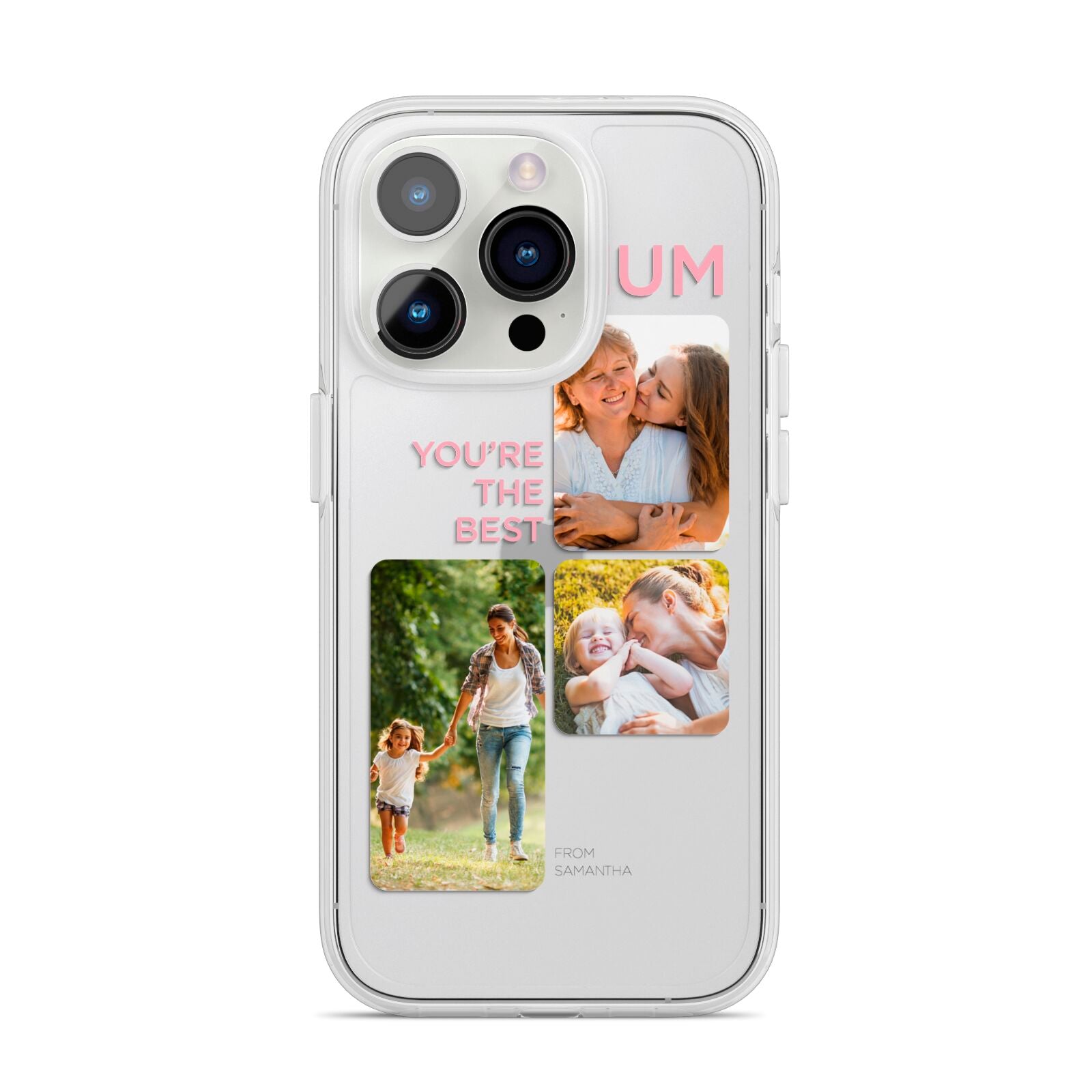 Personalised Mothers Day iPhone 14 Pro Clear Tough Case Silver