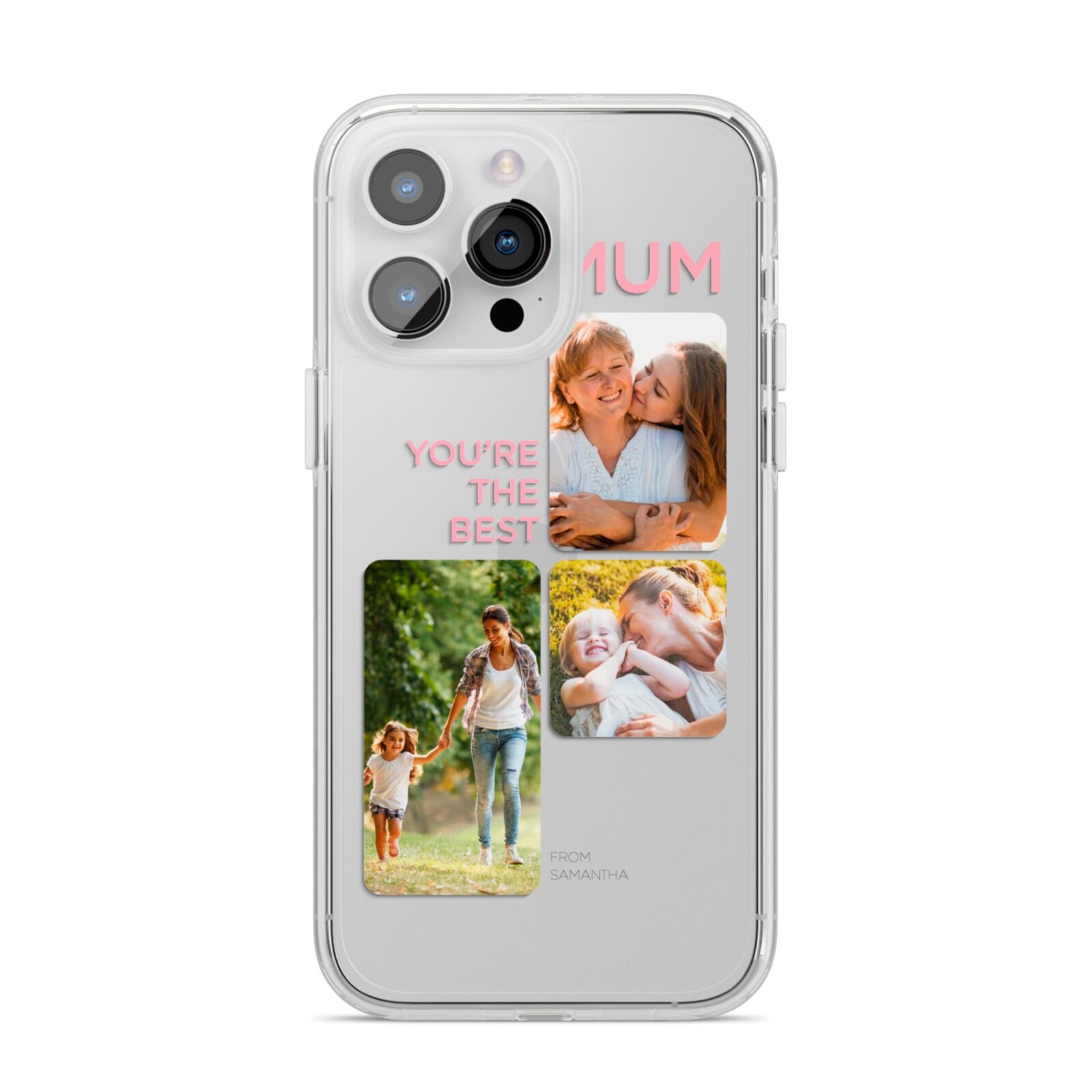 Personalised Mothers Day iPhone 14 Pro Max Clear Tough Case Silver