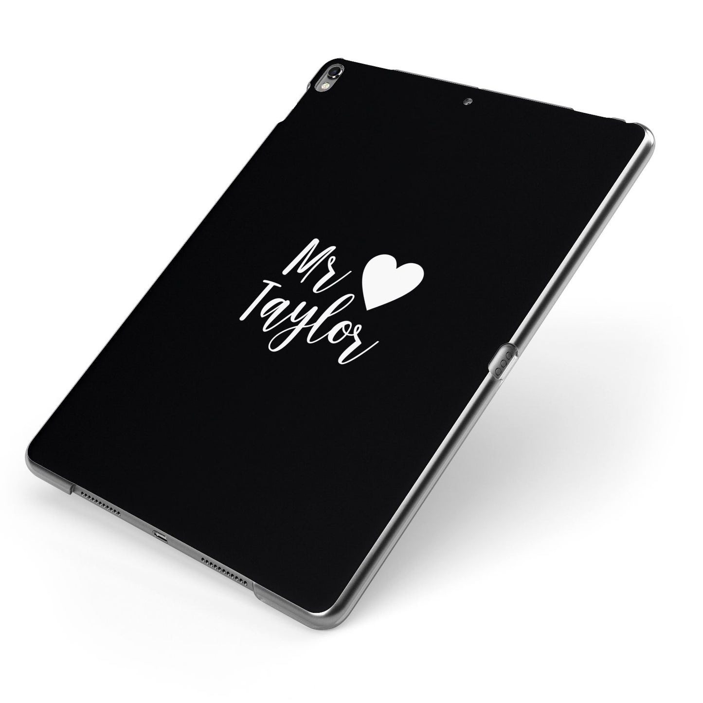 Personalised Mr Apple iPad Case on Grey iPad Side View