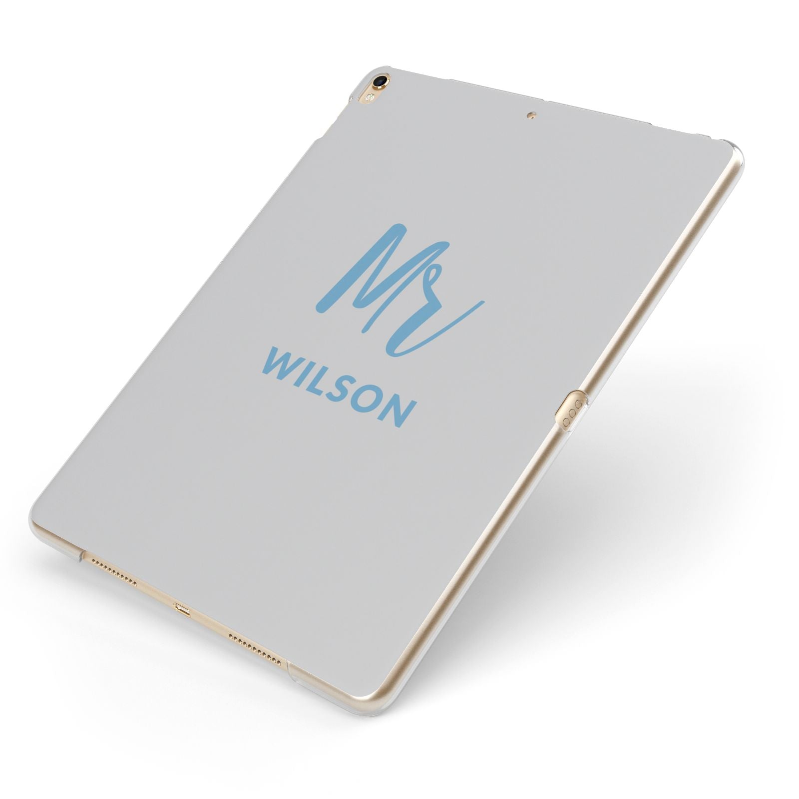 Personalised Mr Couple Apple iPad Case on Gold iPad Side View