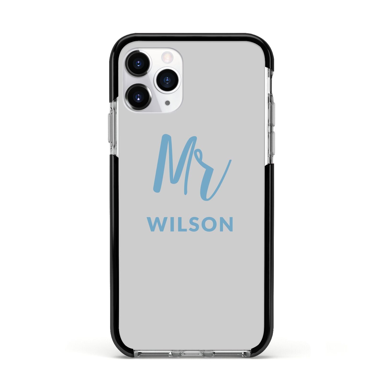 Personalised Mr Couple Apple iPhone 11 Pro in Silver with Black Impact Case