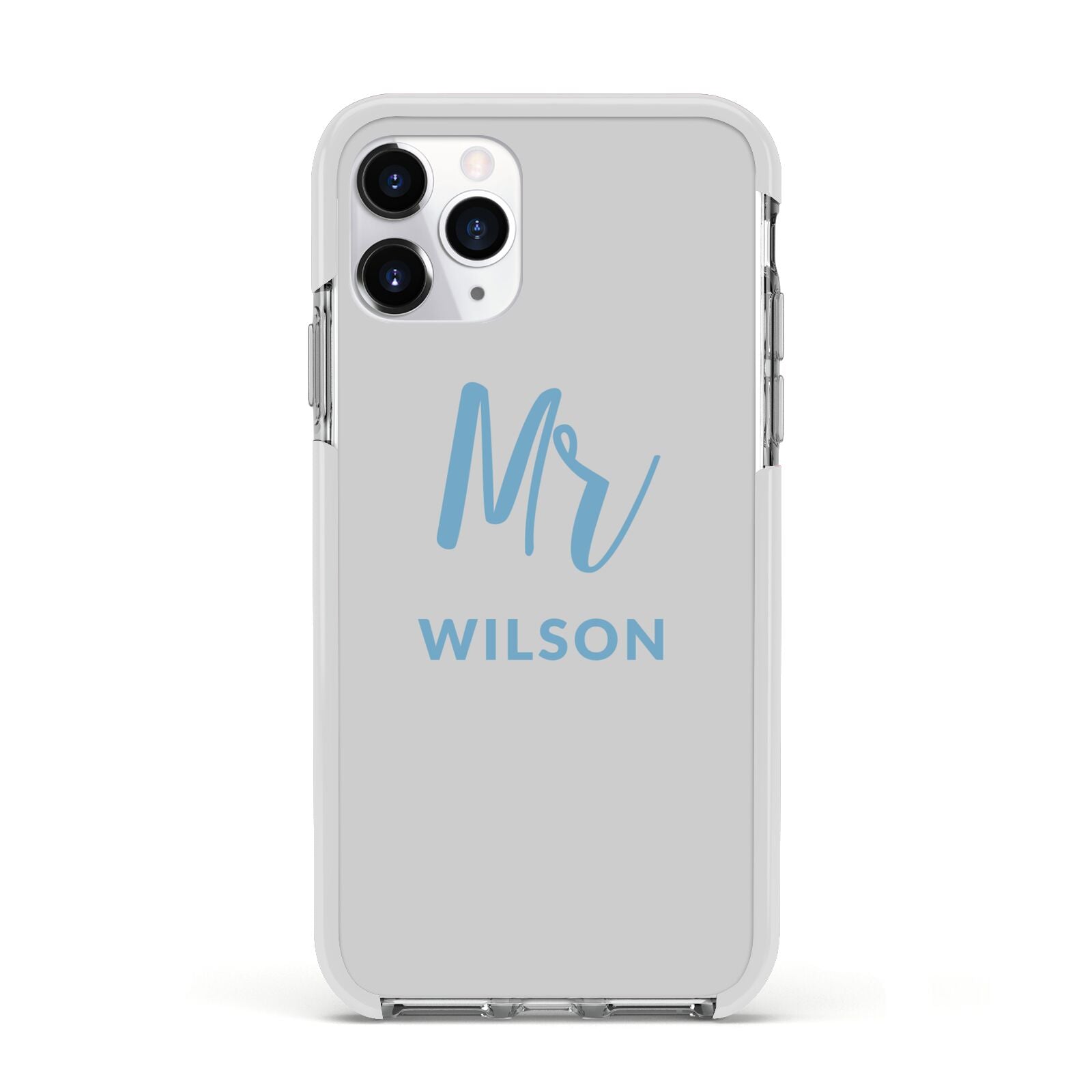 Personalised Mr Couple Apple iPhone 11 Pro in Silver with White Impact Case