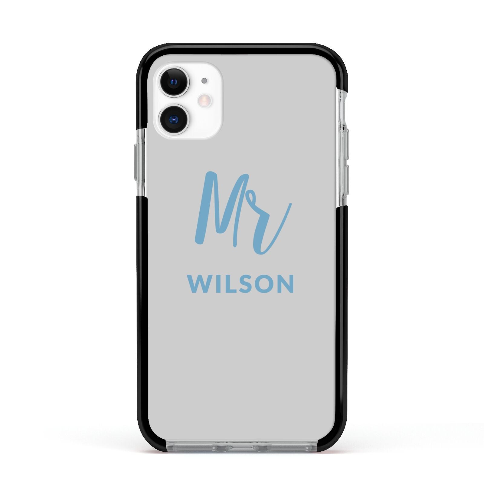 Personalised Mr Couple Apple iPhone 11 in White with Black Impact Case