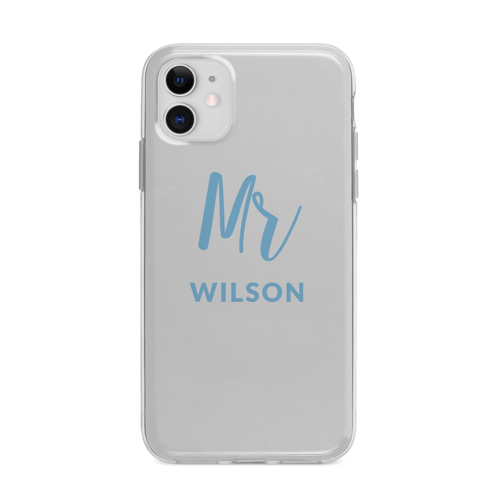 Personalised Mr Couple Apple iPhone 11 in White with Bumper Case