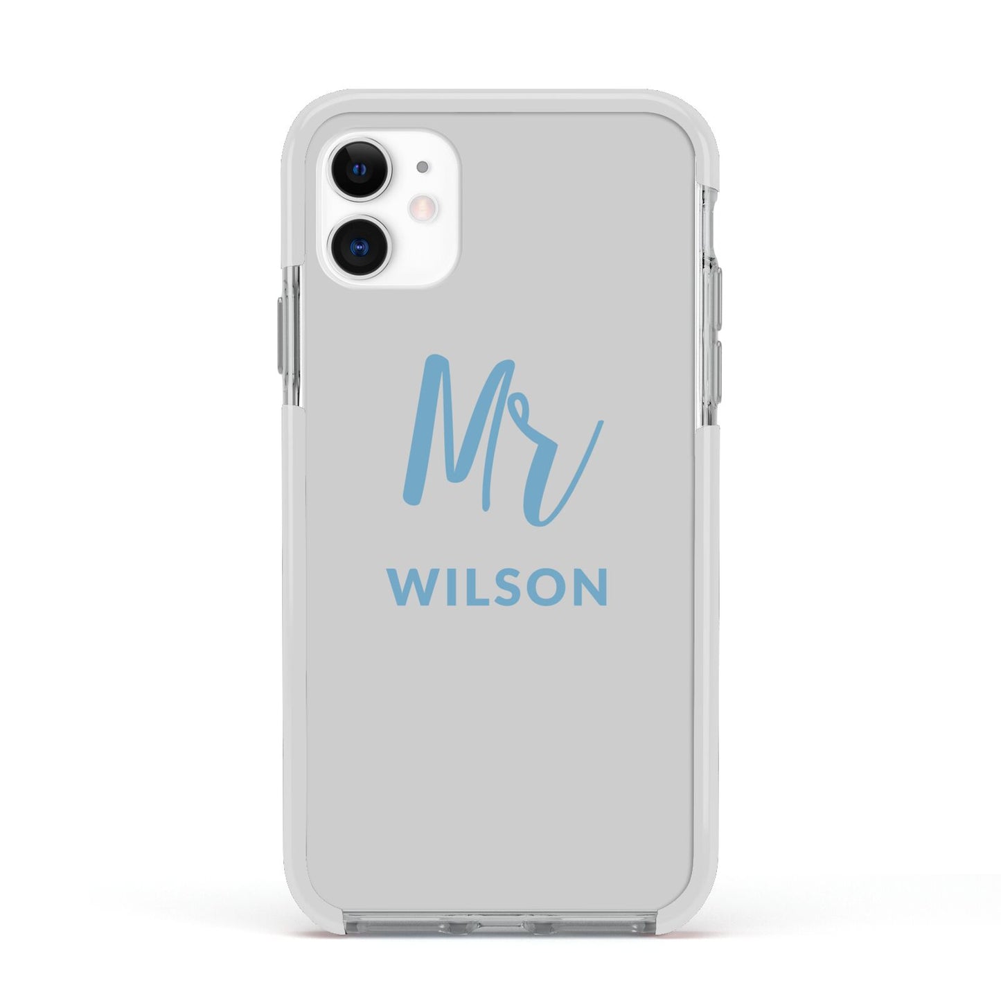 Personalised Mr Couple Apple iPhone 11 in White with White Impact Case