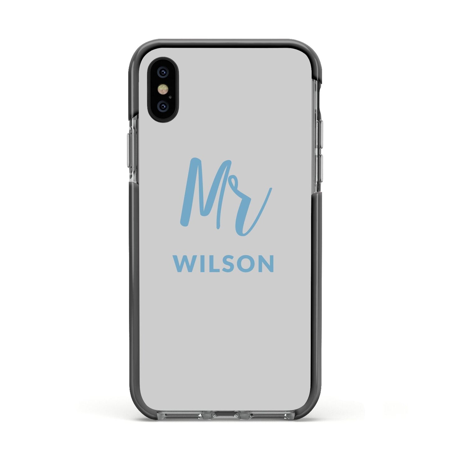 Personalised Mr Couple Apple iPhone Xs Impact Case Black Edge on Black Phone