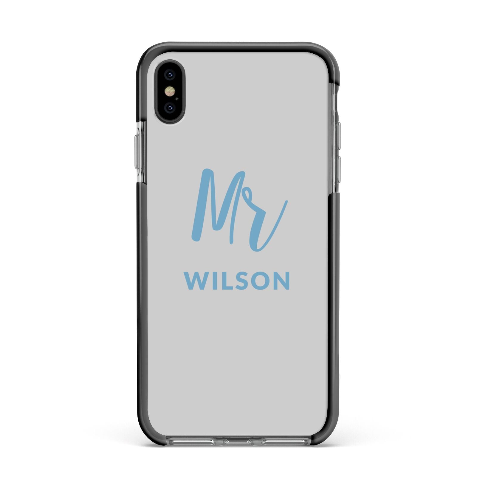 Personalised Mr Couple Apple iPhone Xs Max Impact Case Black Edge on Black Phone