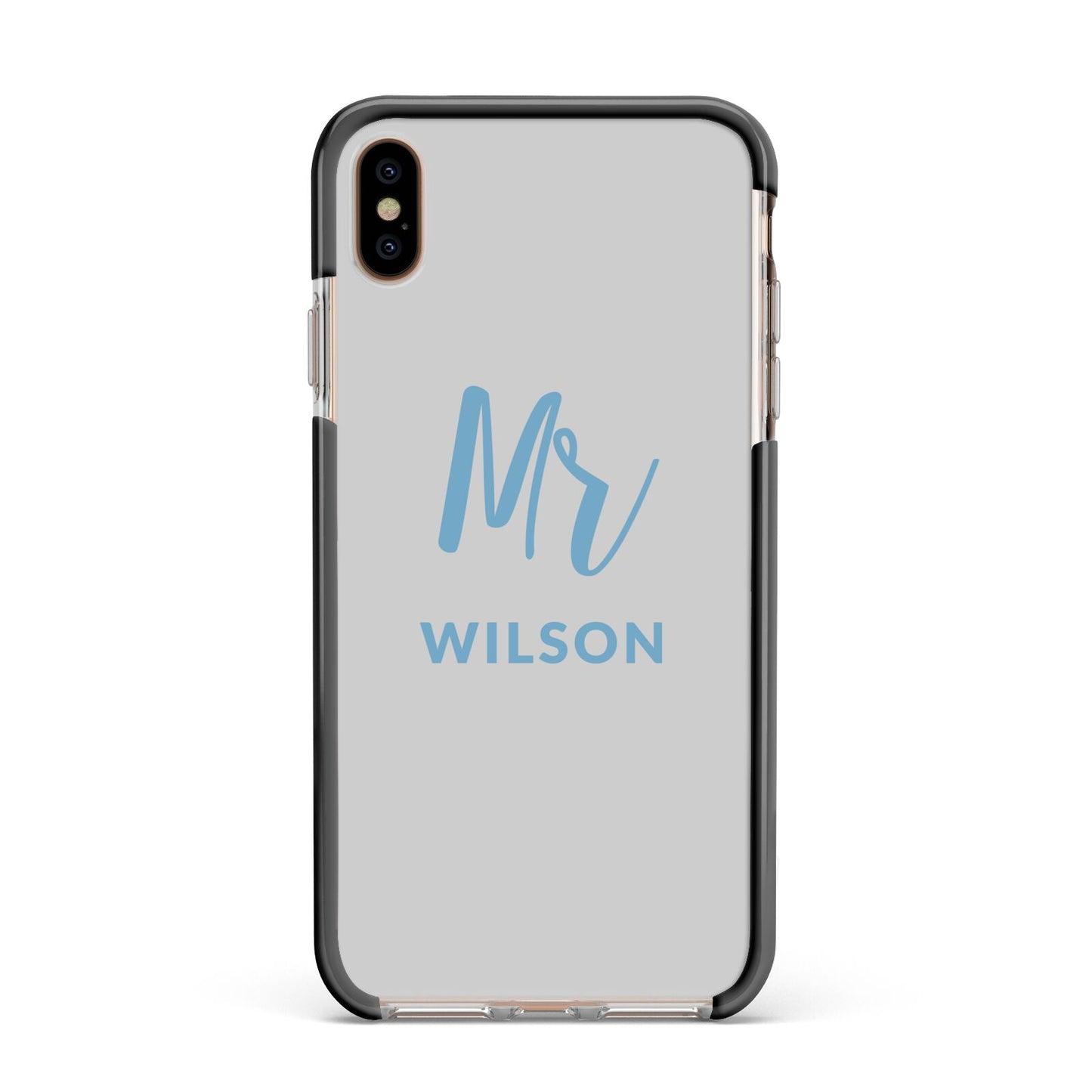 Personalised Mr Couple Apple iPhone Xs Max Impact Case Black Edge on Gold Phone