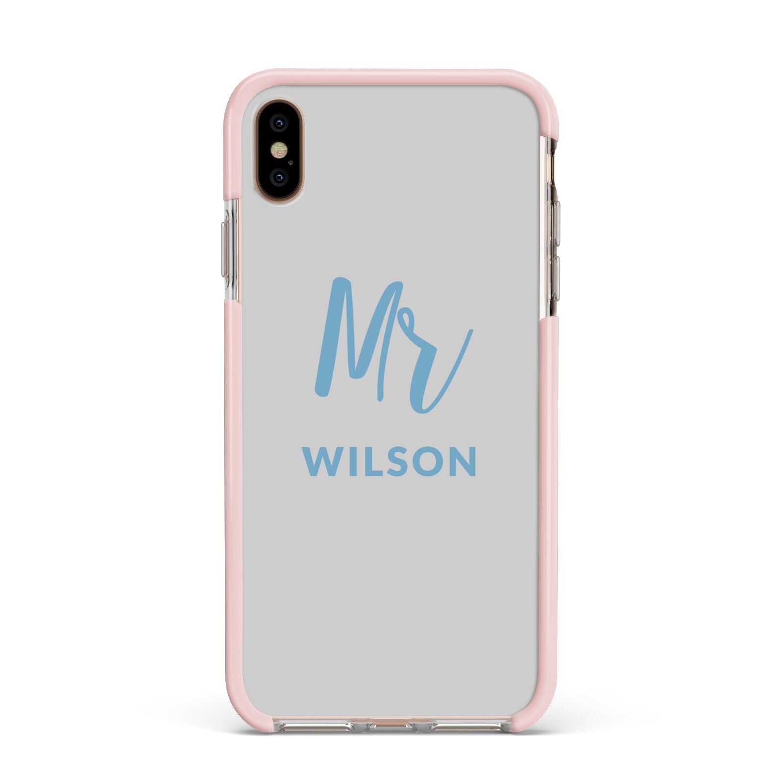 Personalised Mr Couple Apple iPhone Xs Max Impact Case Pink Edge on Gold Phone