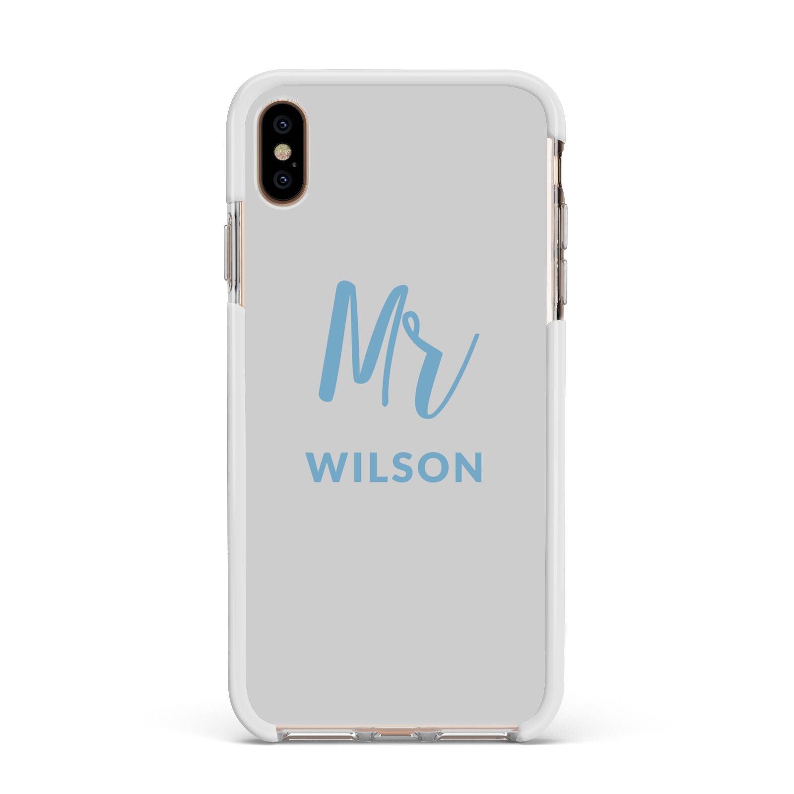 Personalised Mr Couple Apple iPhone Xs Max Impact Case White Edge on Gold Phone