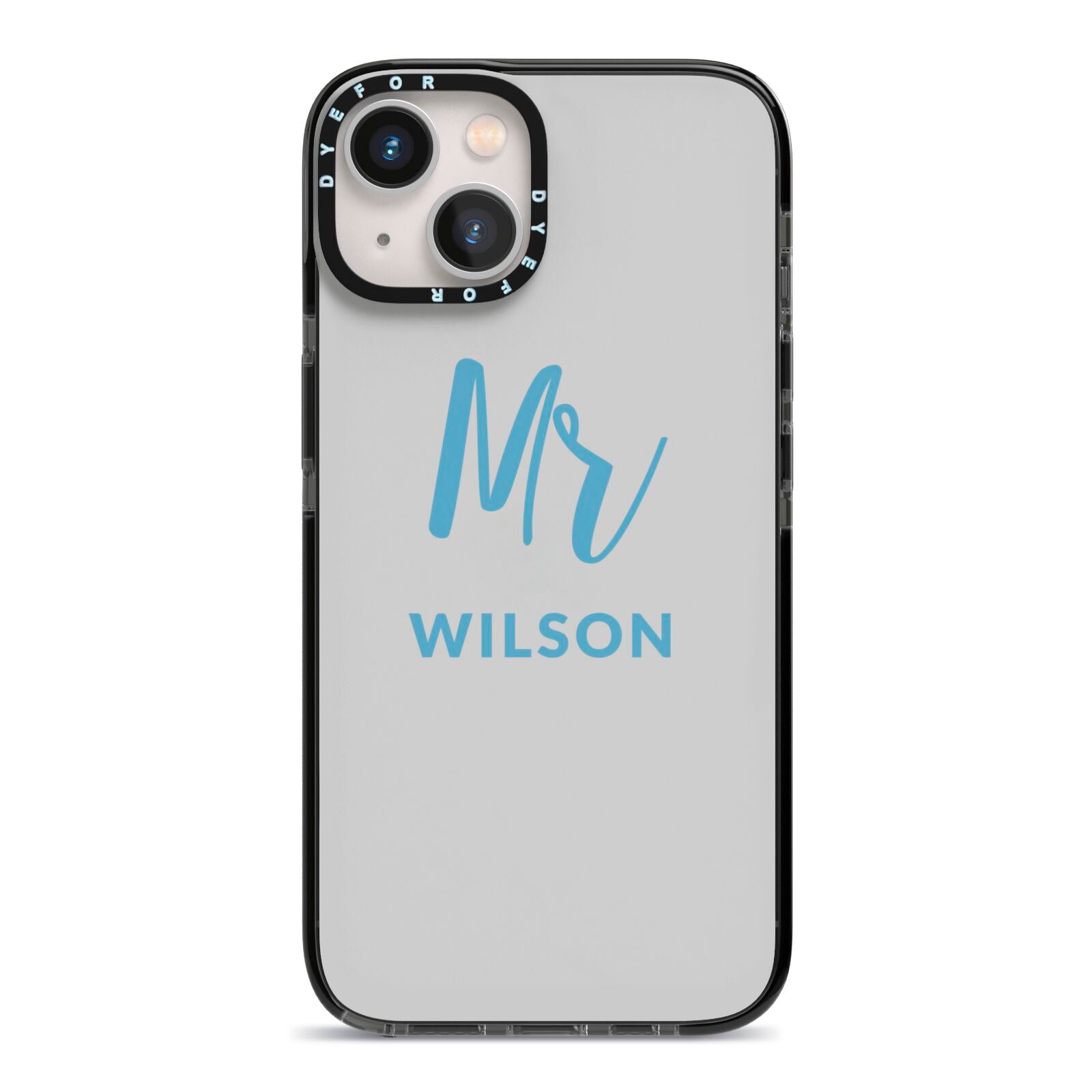 Personalised Mr Couple iPhone 13 Black Impact Case on Silver phone