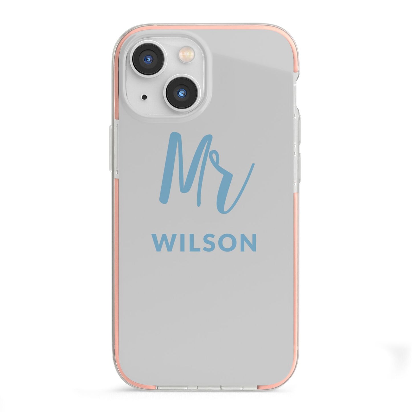 Personalised Mr Couple iPhone 13 Mini TPU Impact Case with Pink Edges