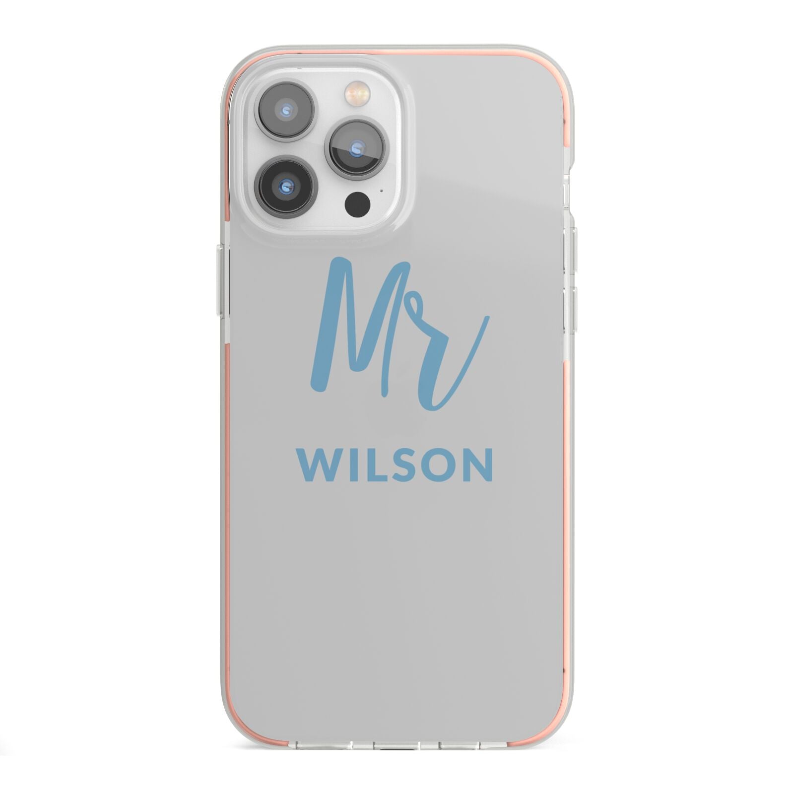 Personalised Mr Couple iPhone 13 Pro Max TPU Impact Case with Pink Edges