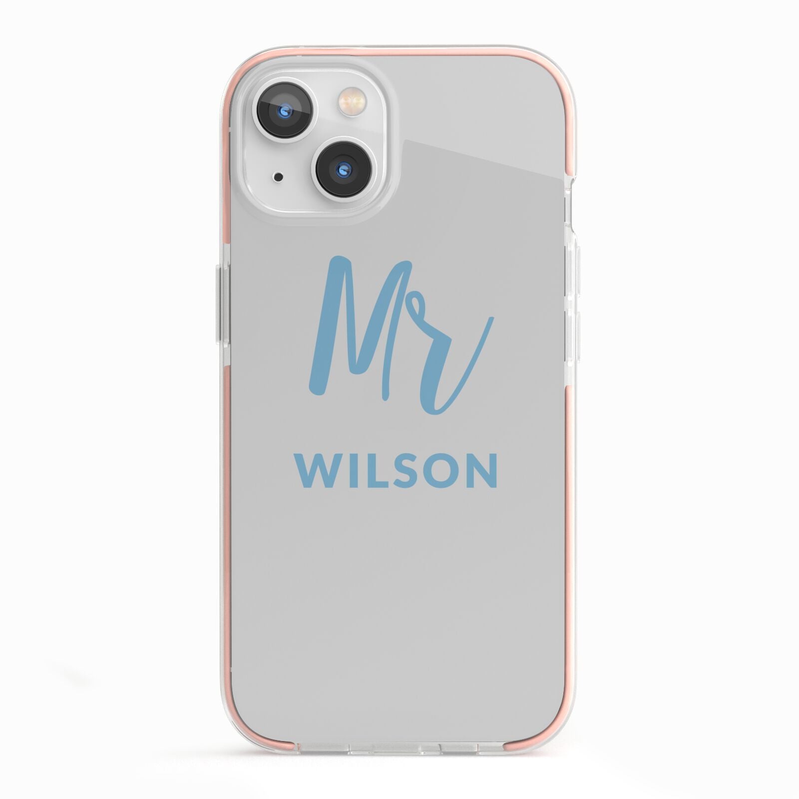 Personalised Mr Couple iPhone 13 TPU Impact Case with Pink Edges