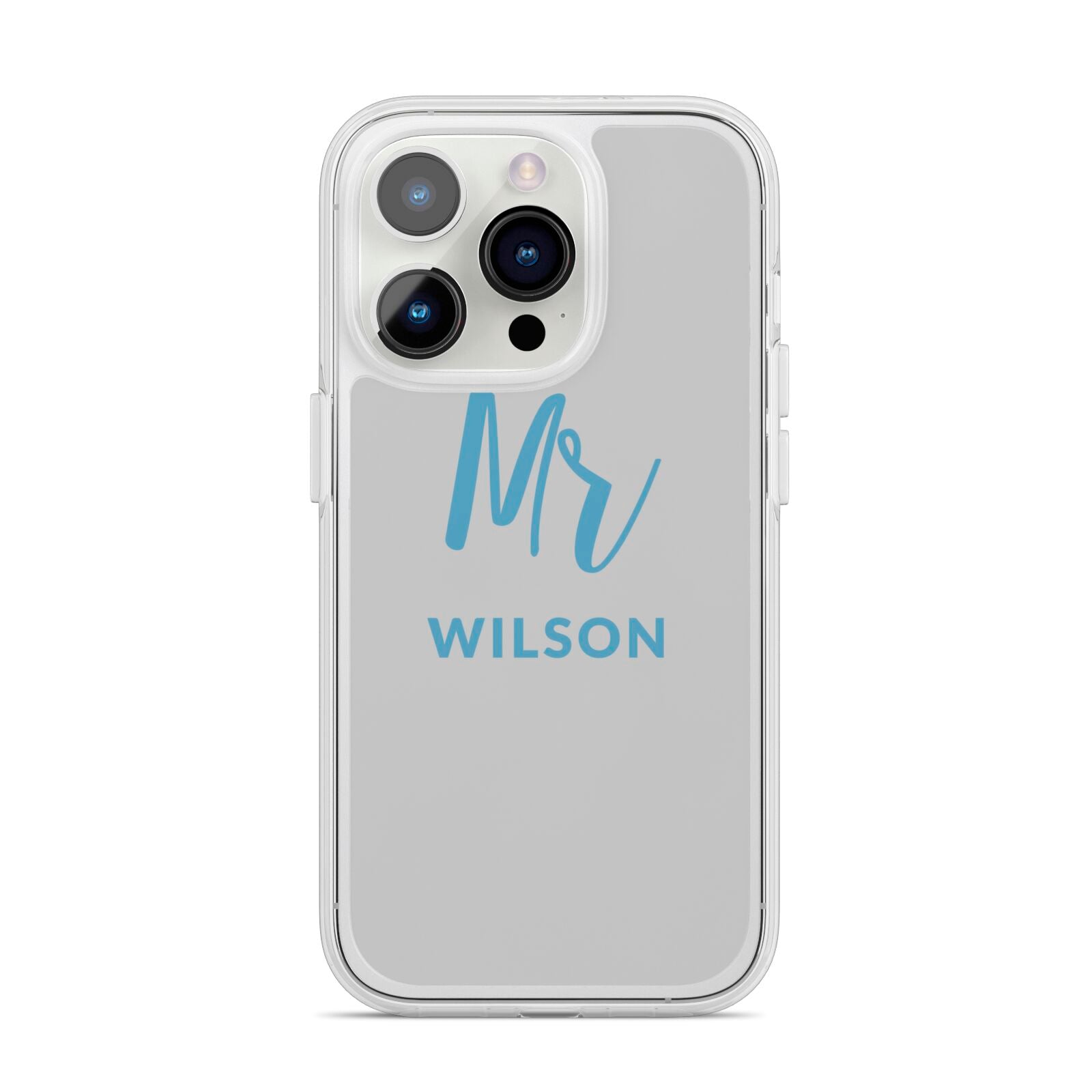 Personalised Mr Couple iPhone 14 Pro Clear Tough Case Silver