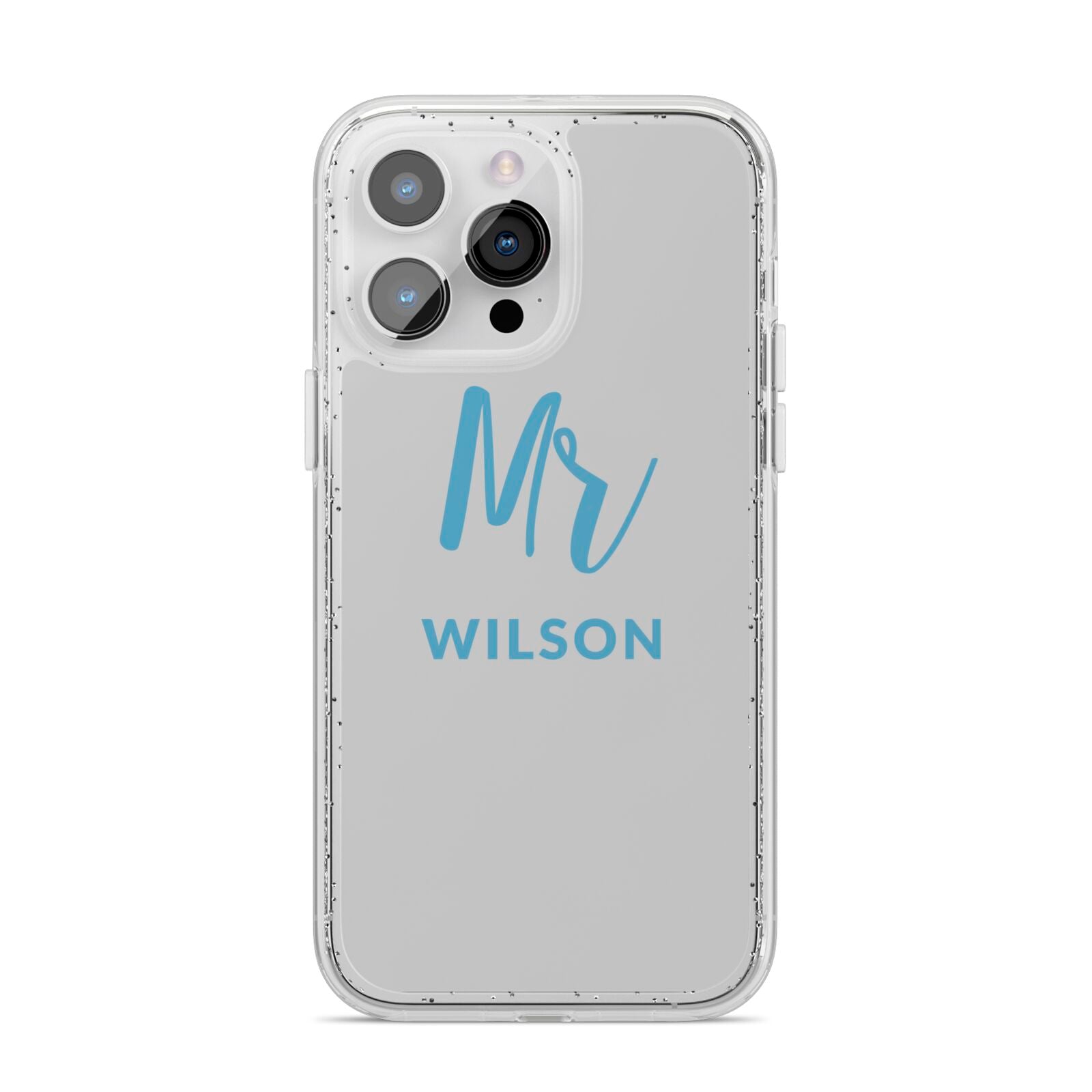 Personalised Mr Couple iPhone 14 Pro Max Glitter Tough Case Silver