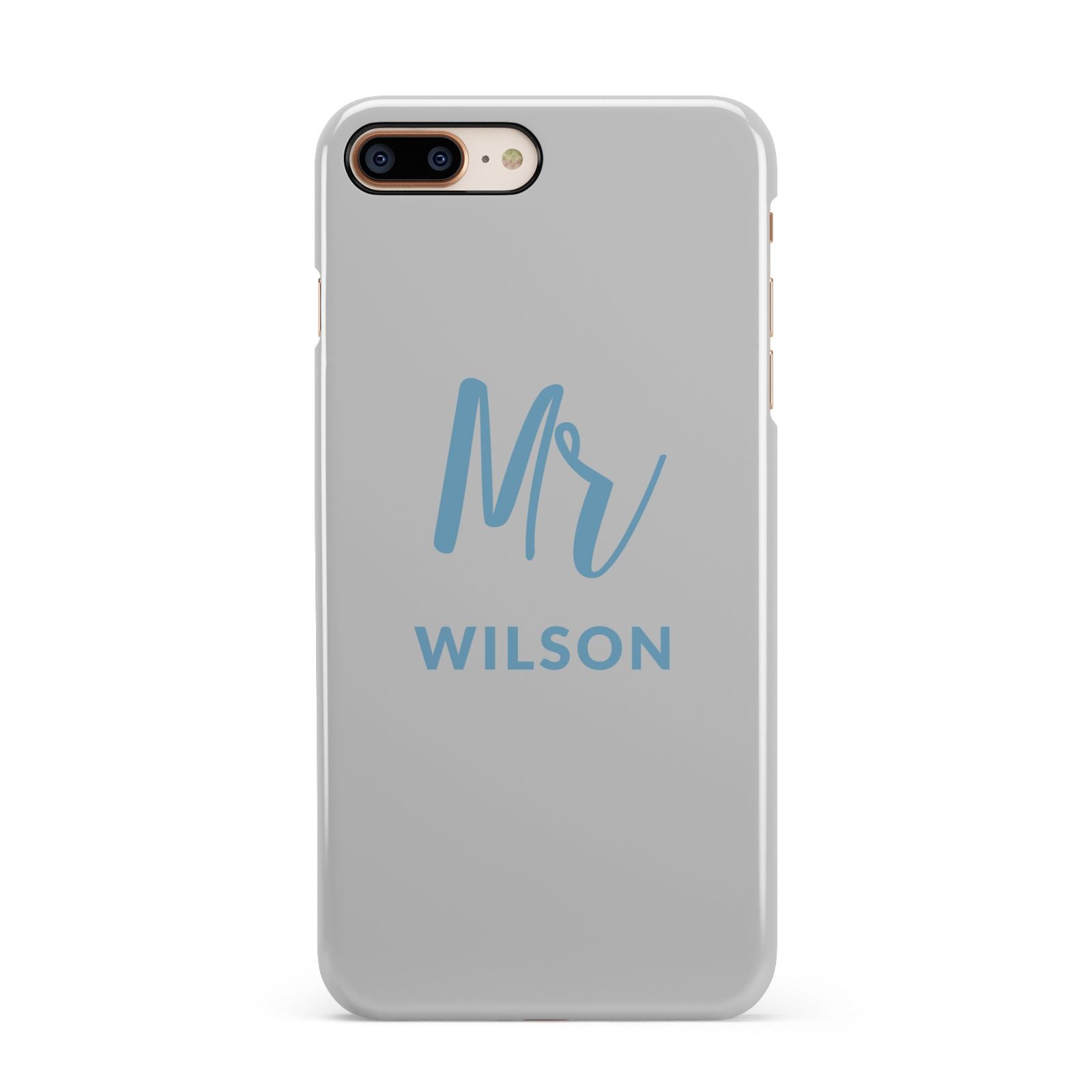 Personalised Mr Couple iPhone 8 Plus 3D Snap Case on Gold Phone