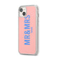 Personalised Mr and Mrs iPhone 14 Plus Clear Tough Case Starlight Angled Image