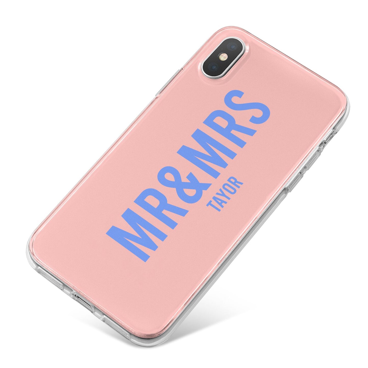 Personalised Mr and Mrs iPhone X Bumper Case on Silver iPhone