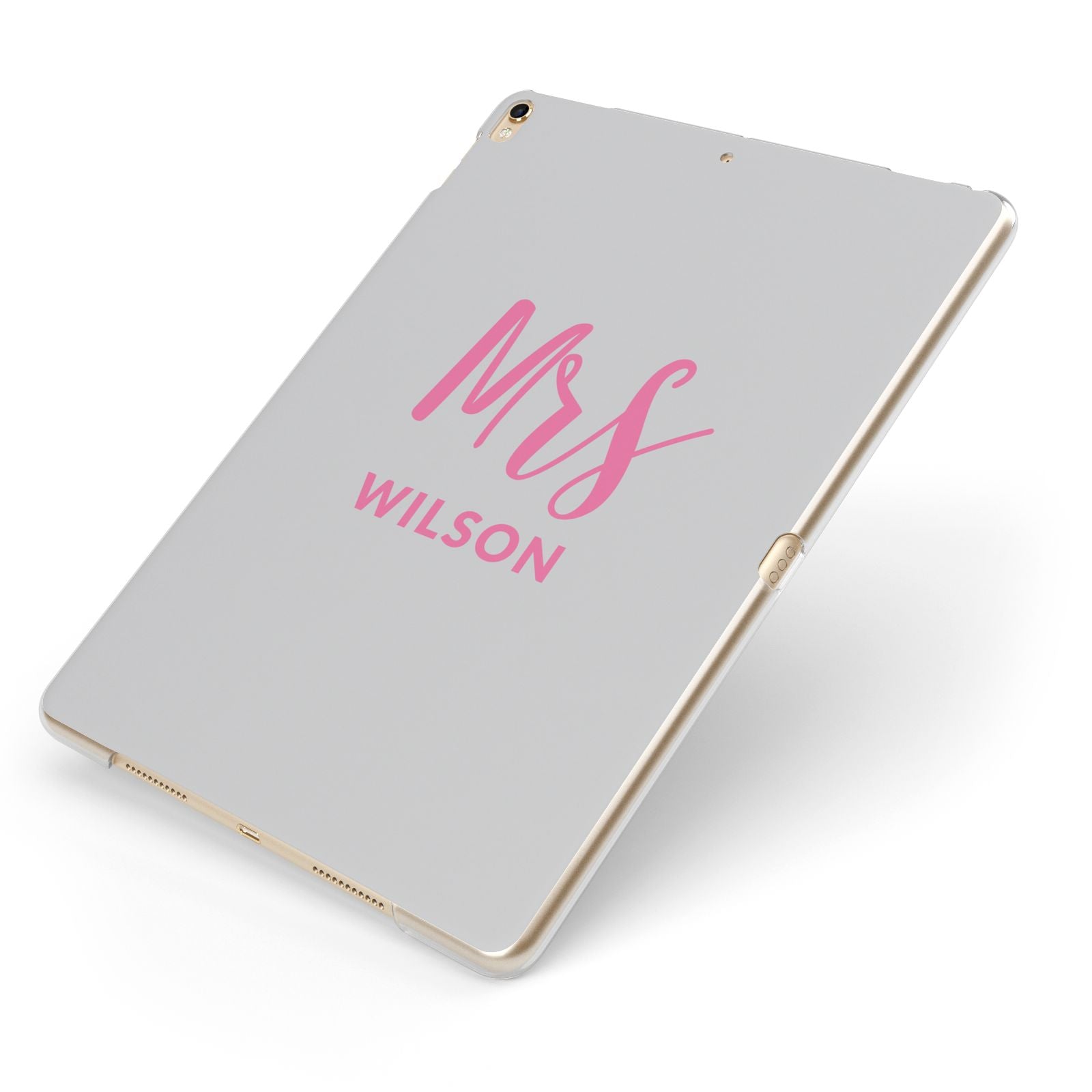 Personalised Mrs Couple Apple iPad Case on Gold iPad Side View