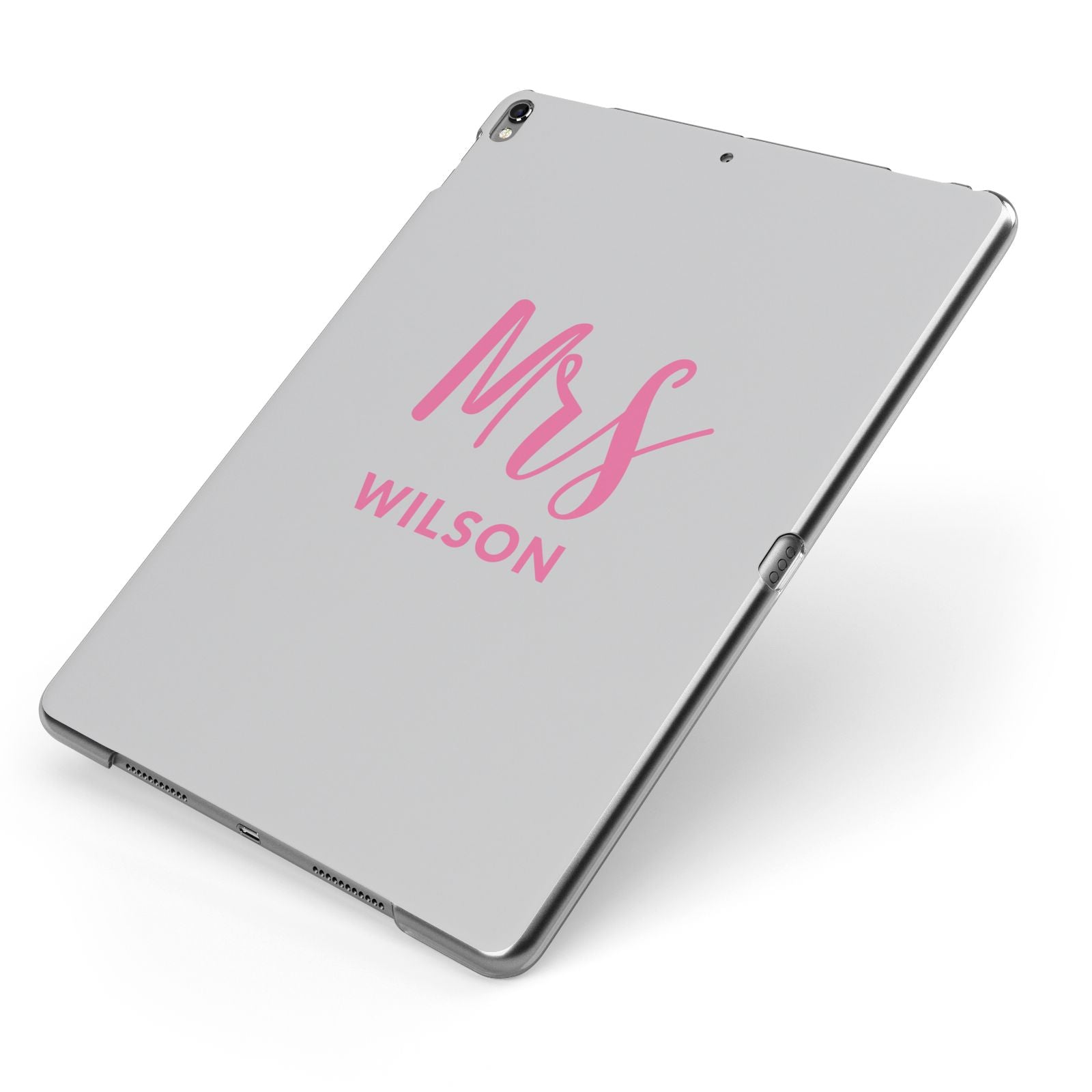 Personalised Mrs Couple Apple iPad Case on Grey iPad Side View